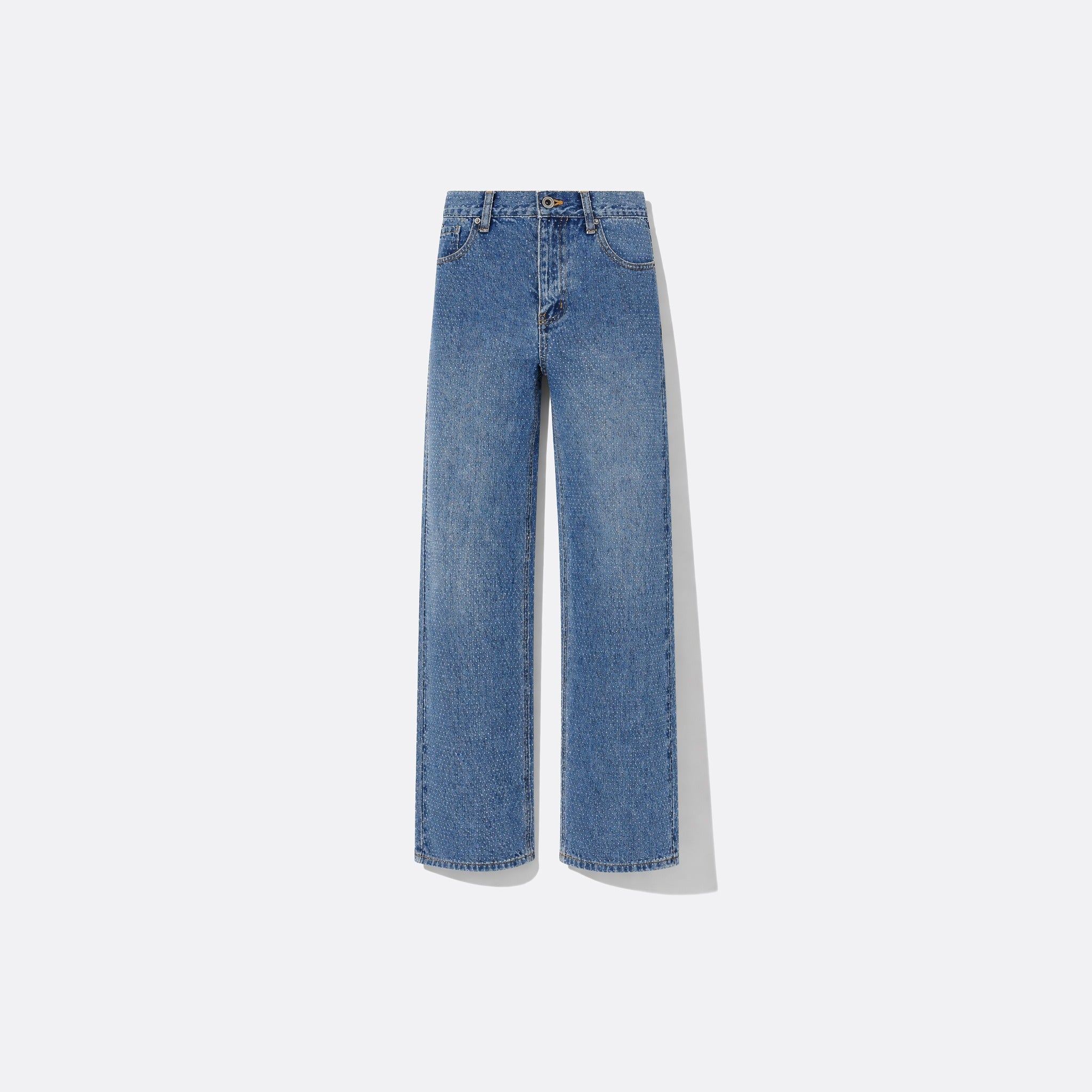 Rhinestone Denim Straight-Leg Jeans from Self-Portrait