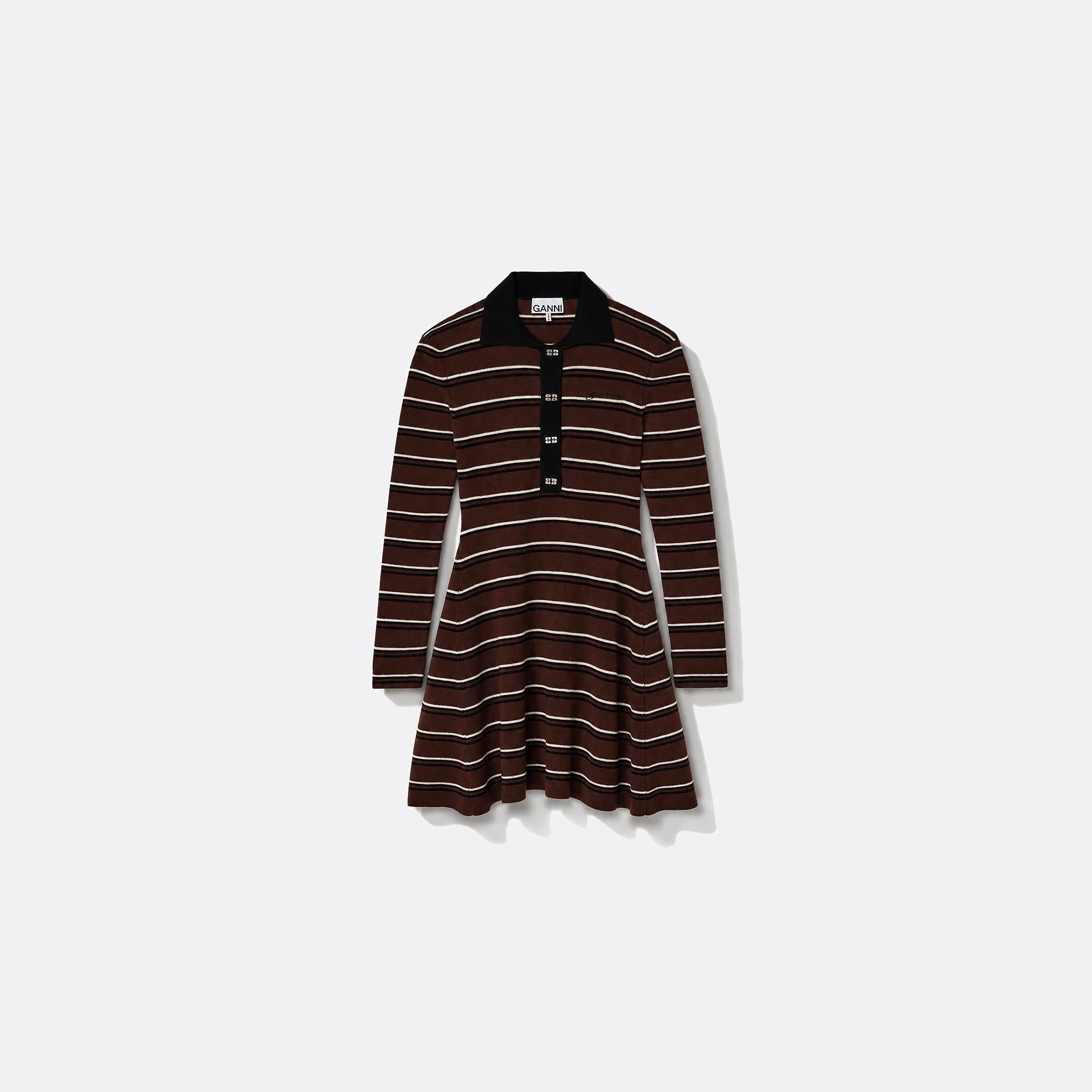 Striped Merino Wool Polo Dress from Ganni
