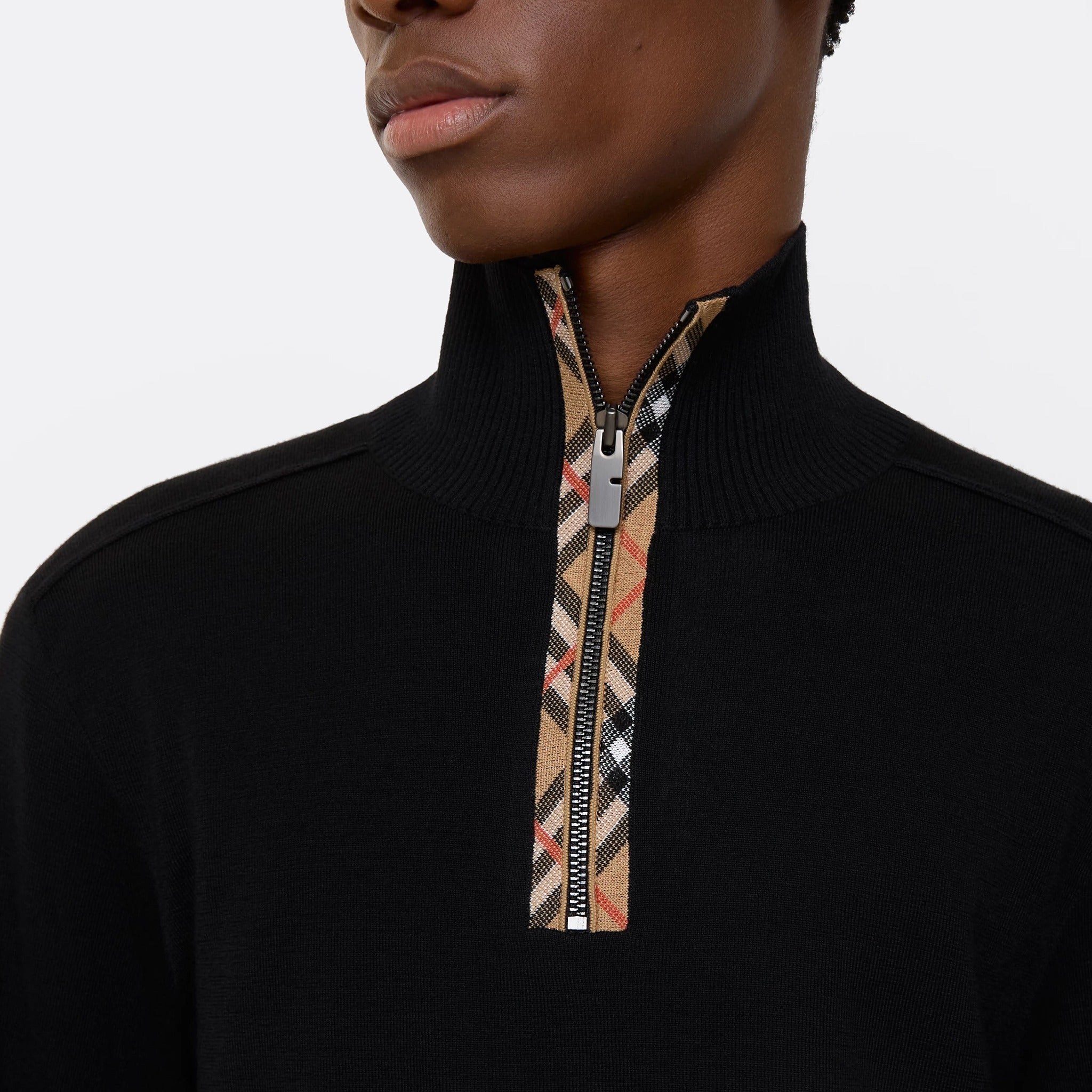 The Check Trim Wool Half-zip Sweater from Burberry 