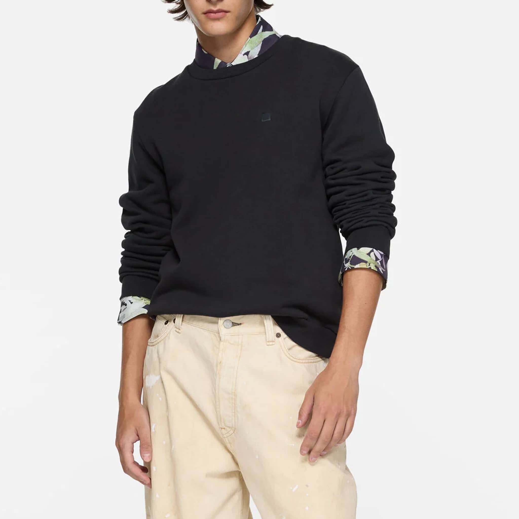 Face Logo Fleece Sweater by Acne Studios in Black