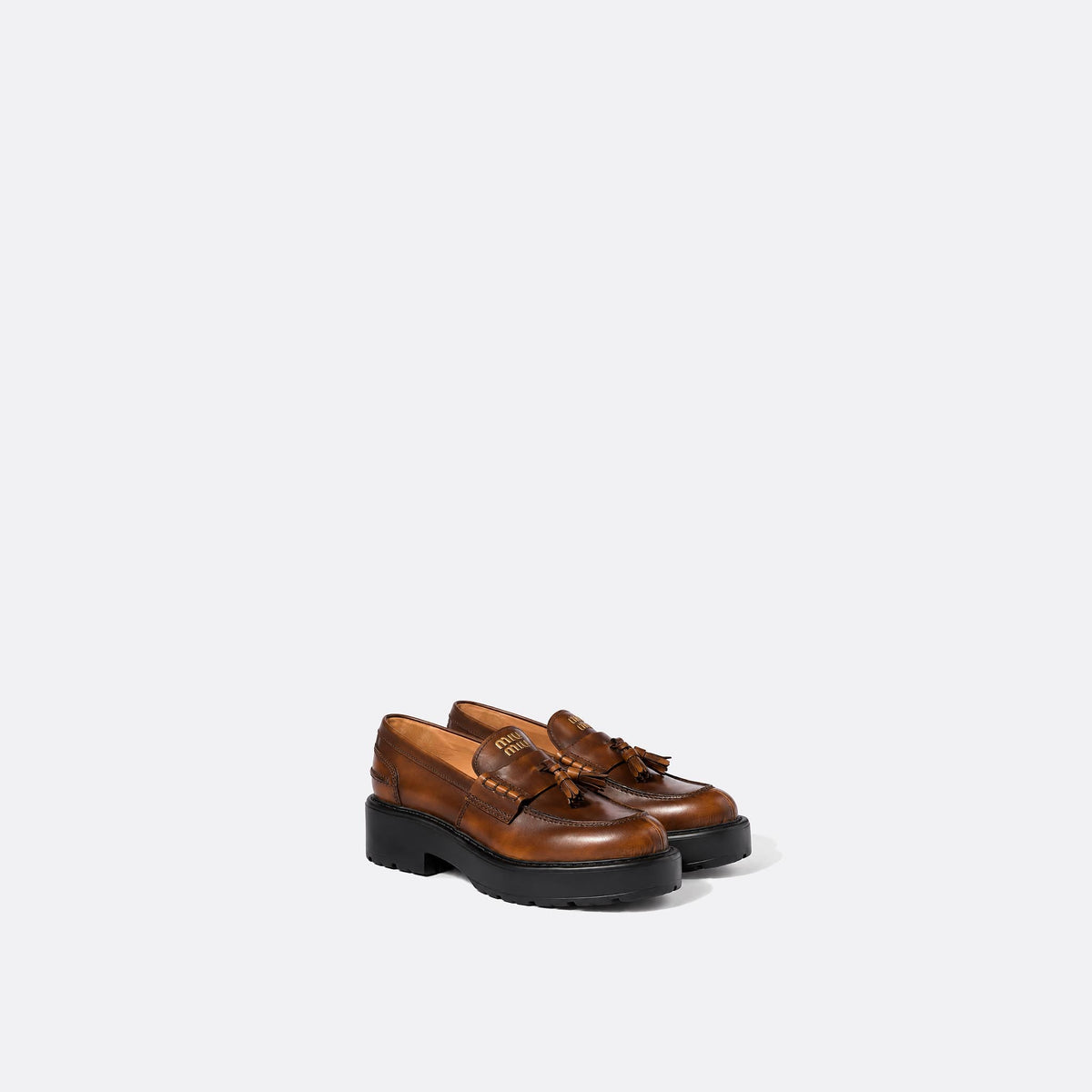 Deco' Leather Tassel Loafers from Miu Miu 