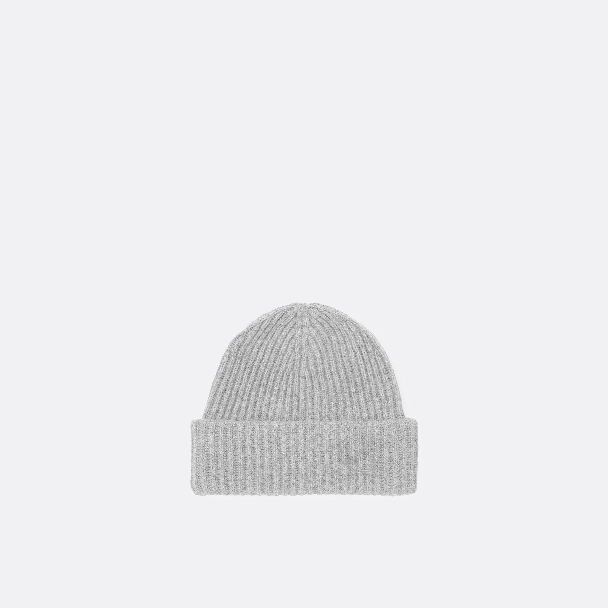 Oversized Wool Rib Knit Beanie in grey from Ganni