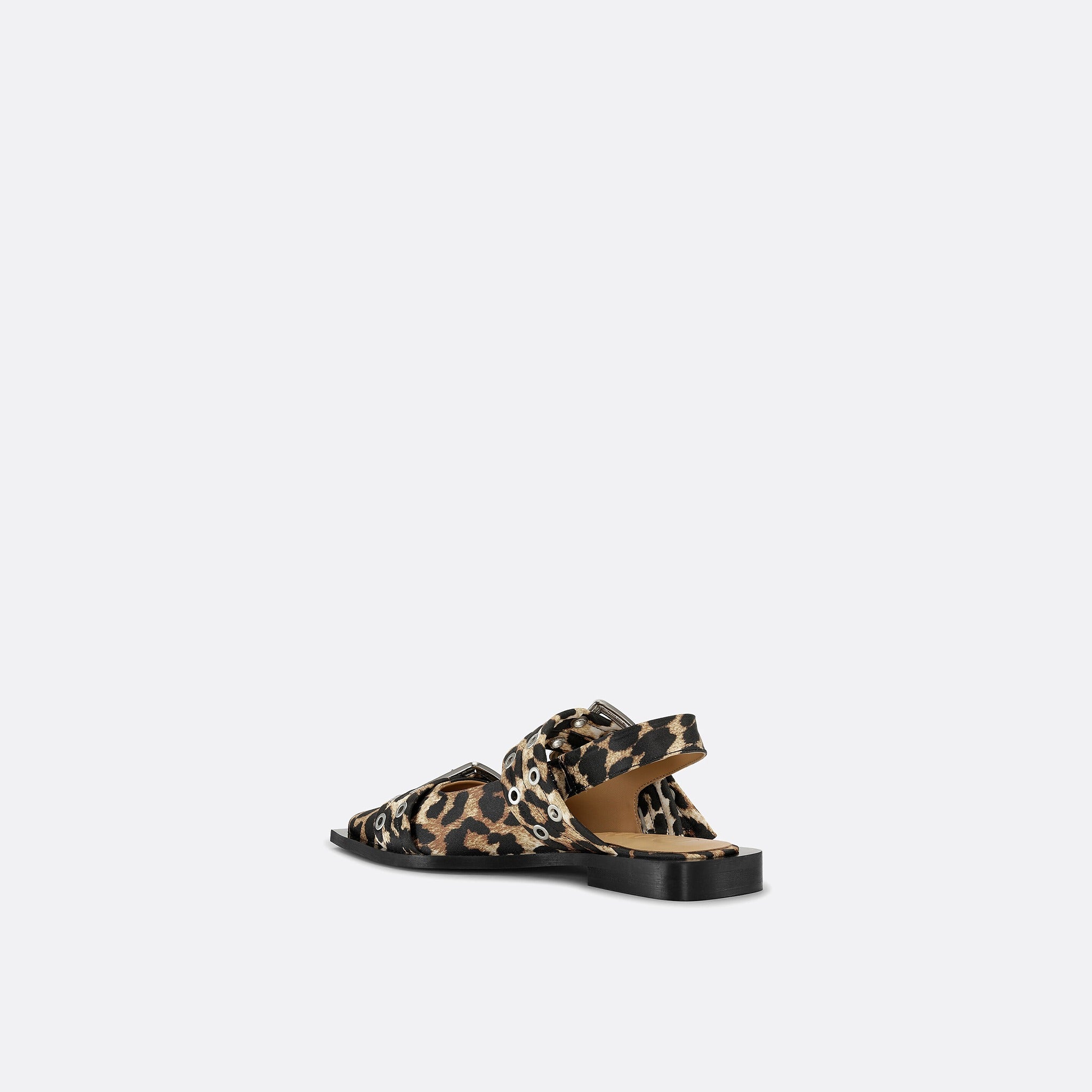 Leopard Satin Buckle Slingbacks from GANNI