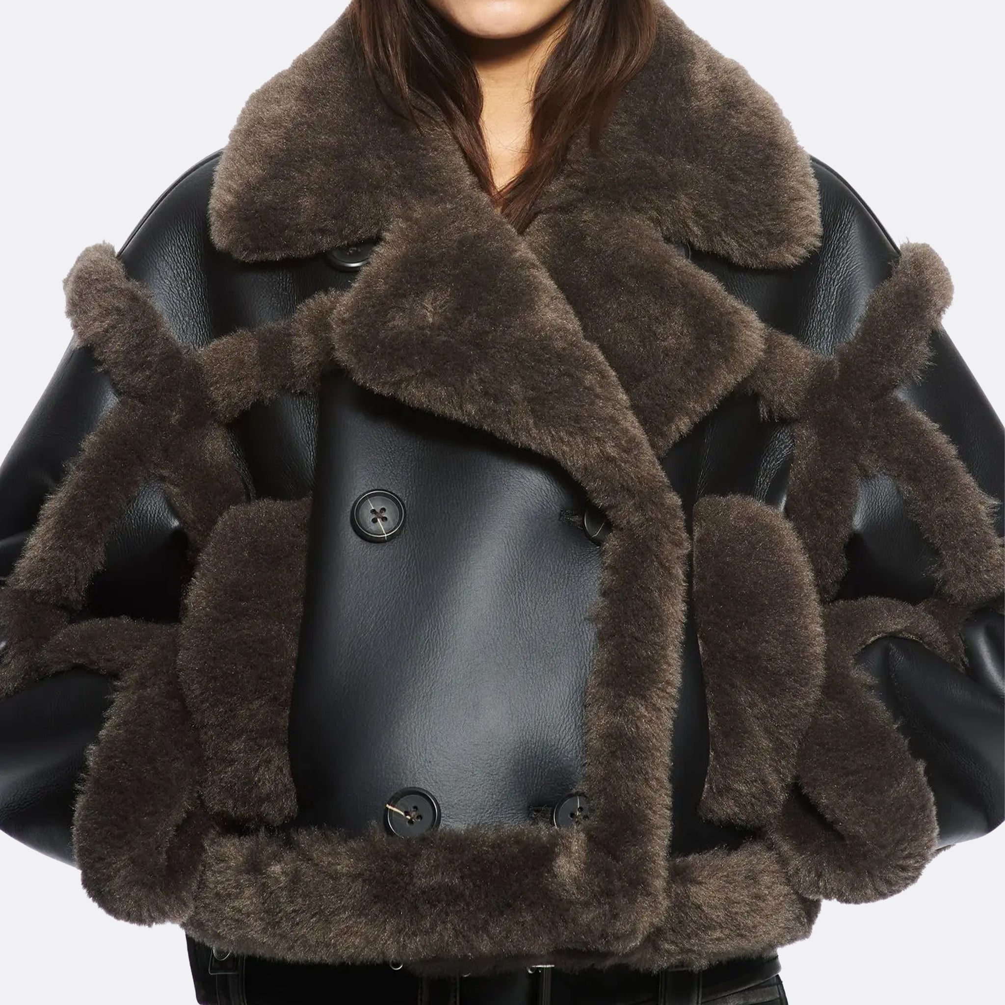 STAND STUDIO Kristy Jacket in Dark Brown and black