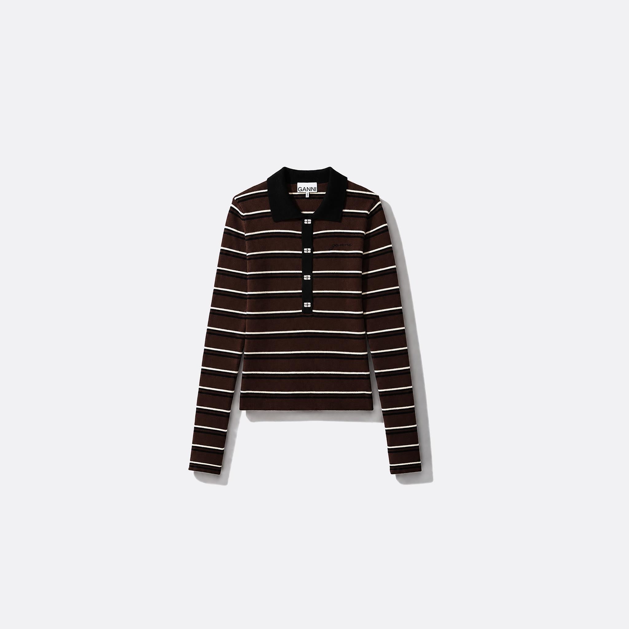 Striped Merino Polo Shirt from Ganni
