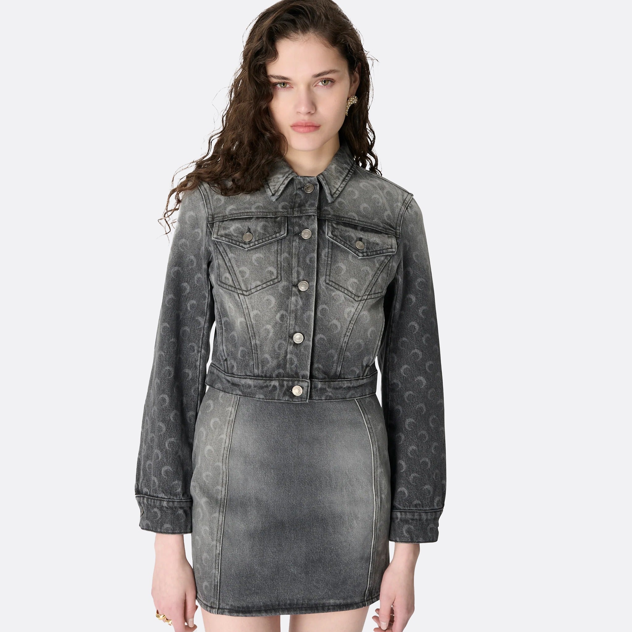 Moon Laser Grey Wash Denim Cropped Jacket by Marine Serre