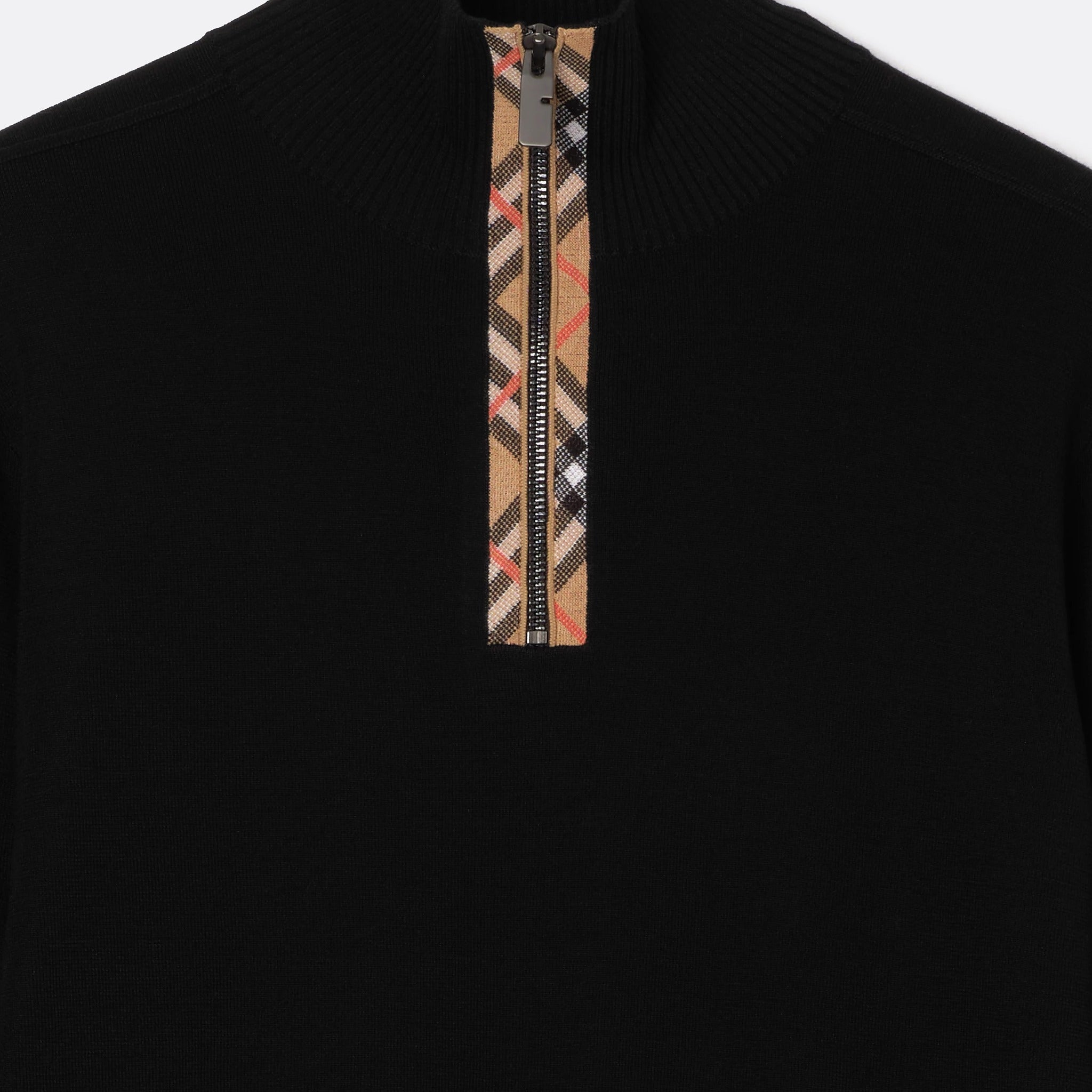 The Check Trim Wool Half-zip Sweater from Burberry 