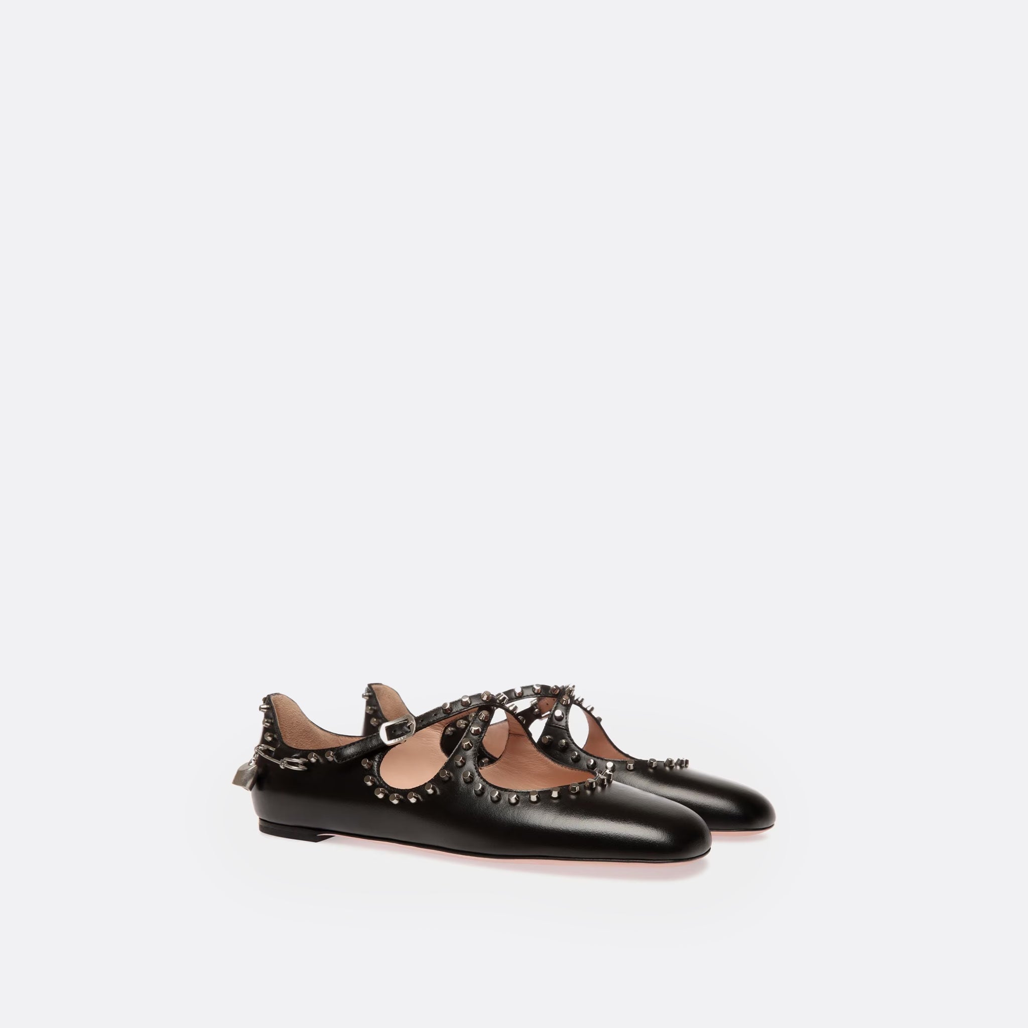 BALLY Ballyrina Flat in Black Leather with Studs