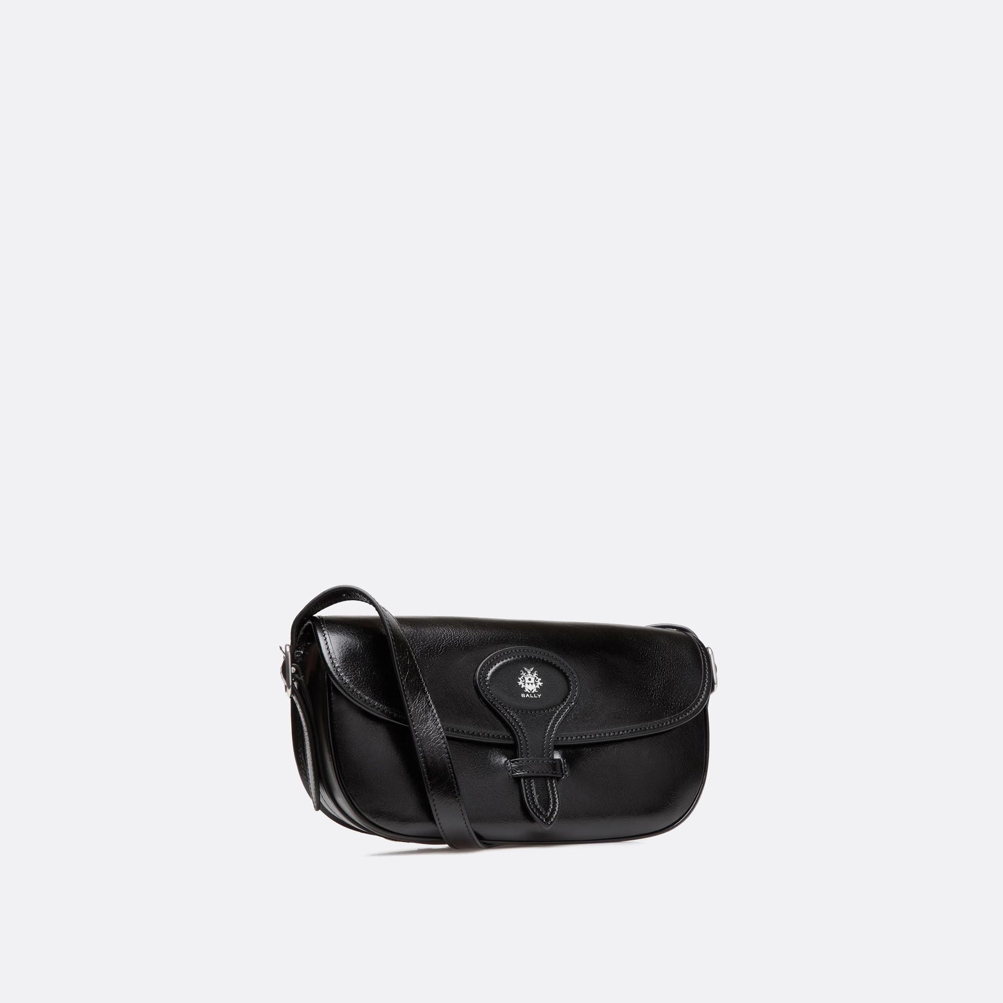 Beckett Crossbody Bag in Black Calf Leather