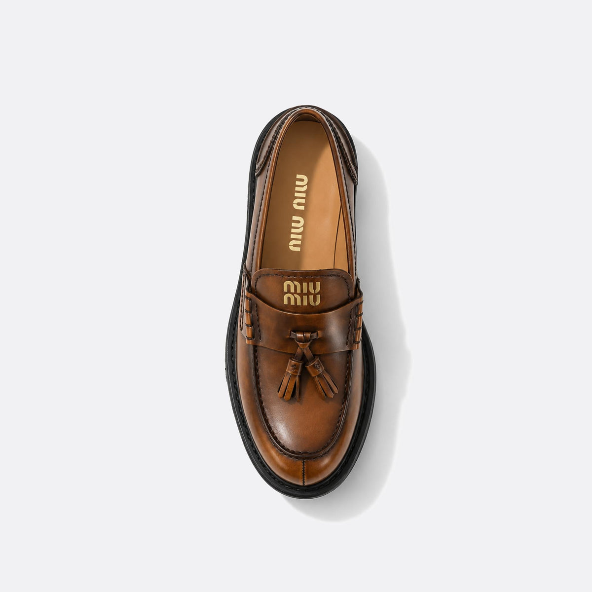 Deco' Leather Tassel Loafers from Miu Miu 