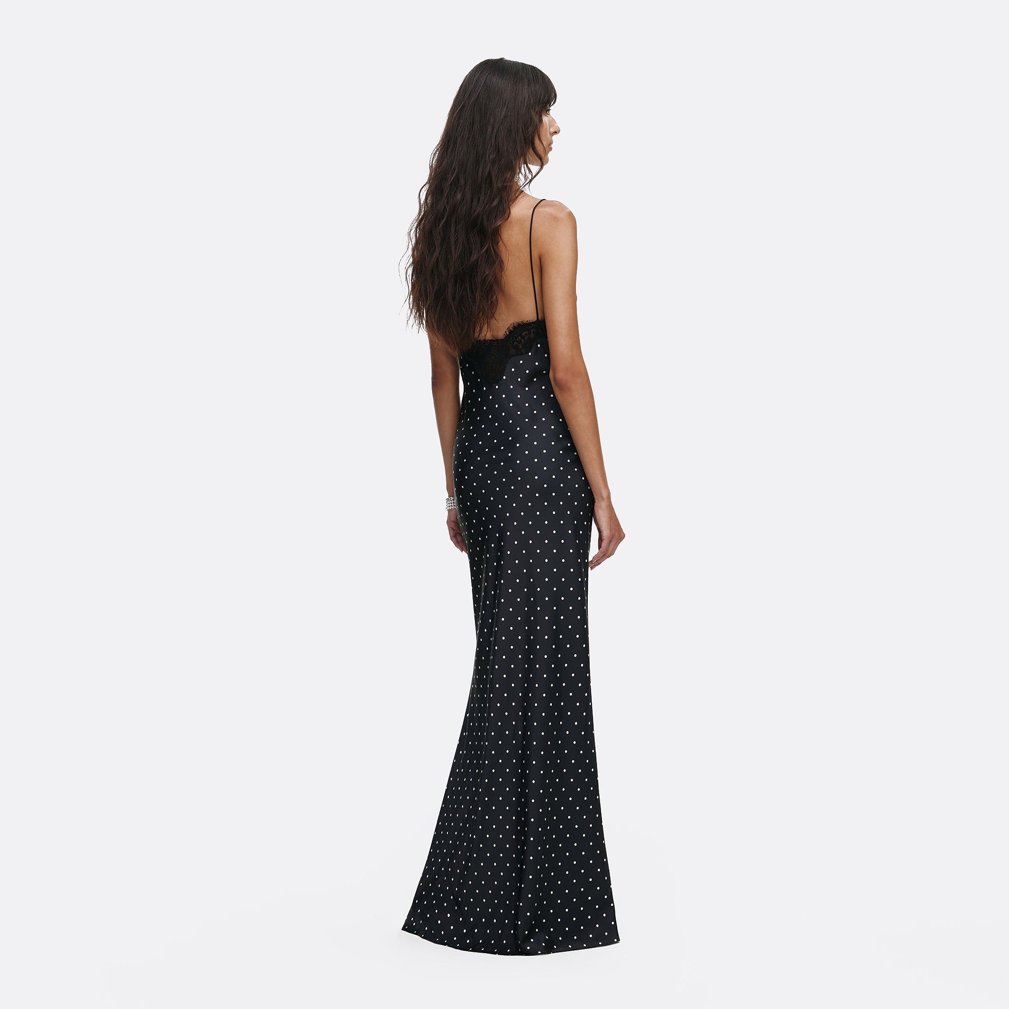 Polka Dot Satin Lace Maxi Dress by Self-Portrait