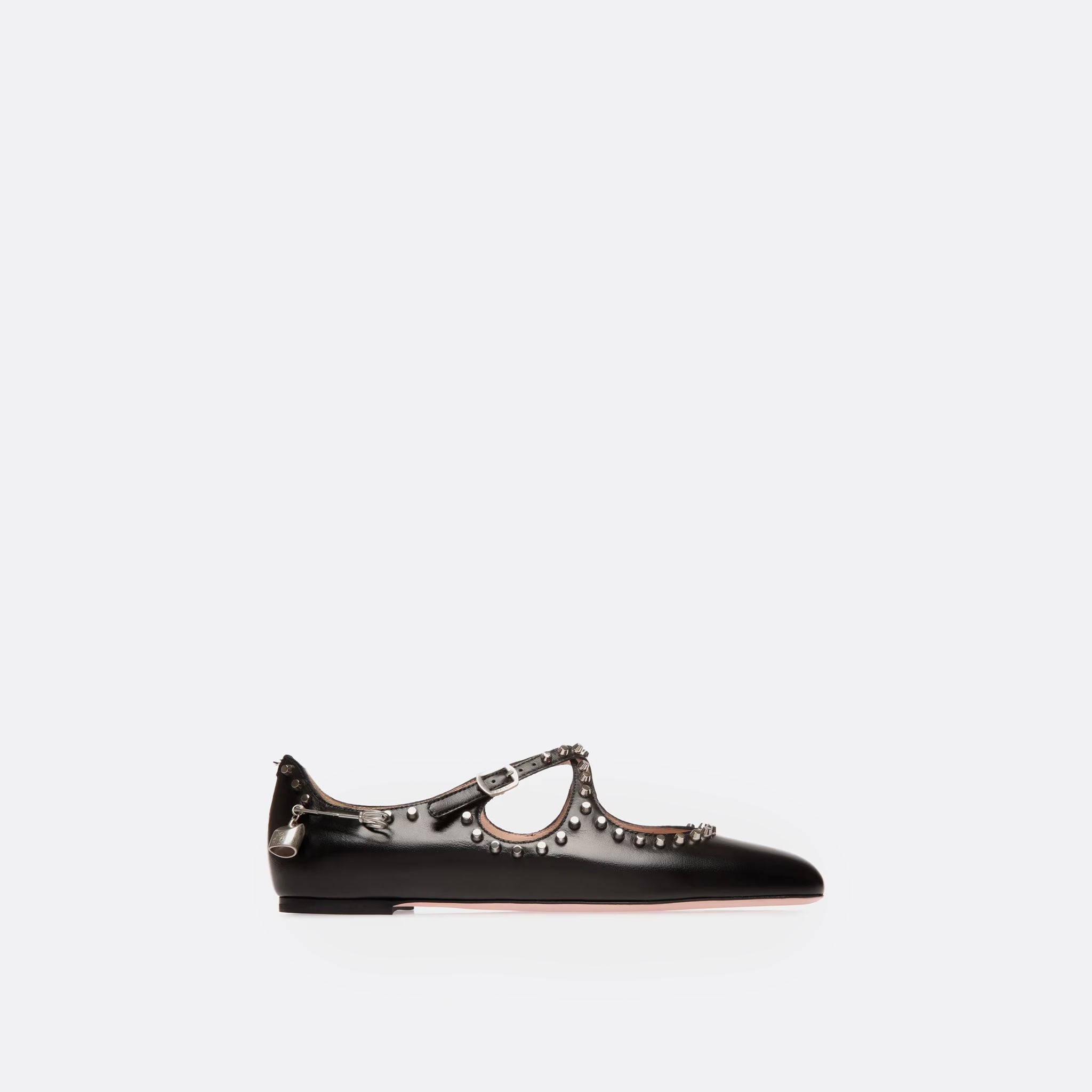 BALLY Ballyrina Flat in Black Leather with Studs
