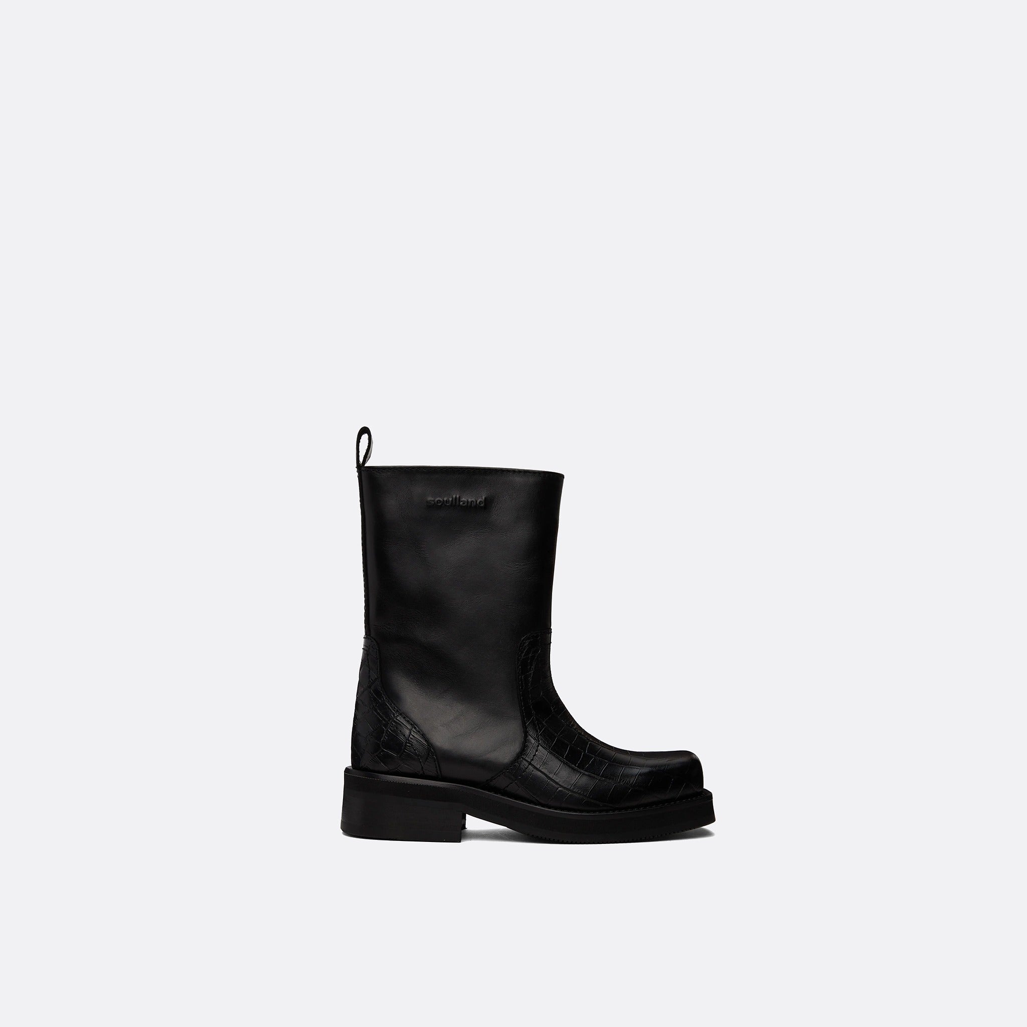 The Delaware Boots from Soulland in Croc Black