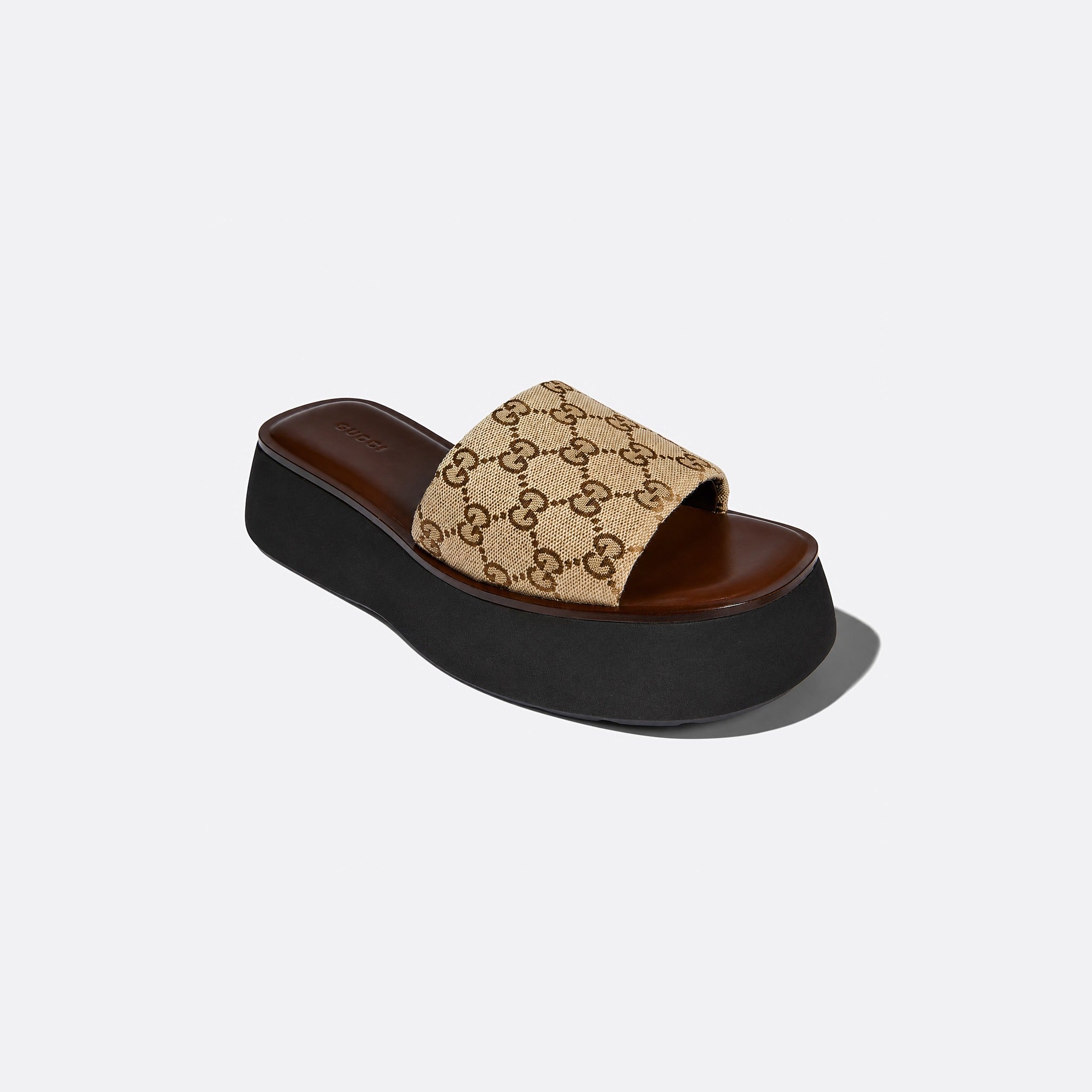 GG Canvas Flatform Slide Sandals from Gucci