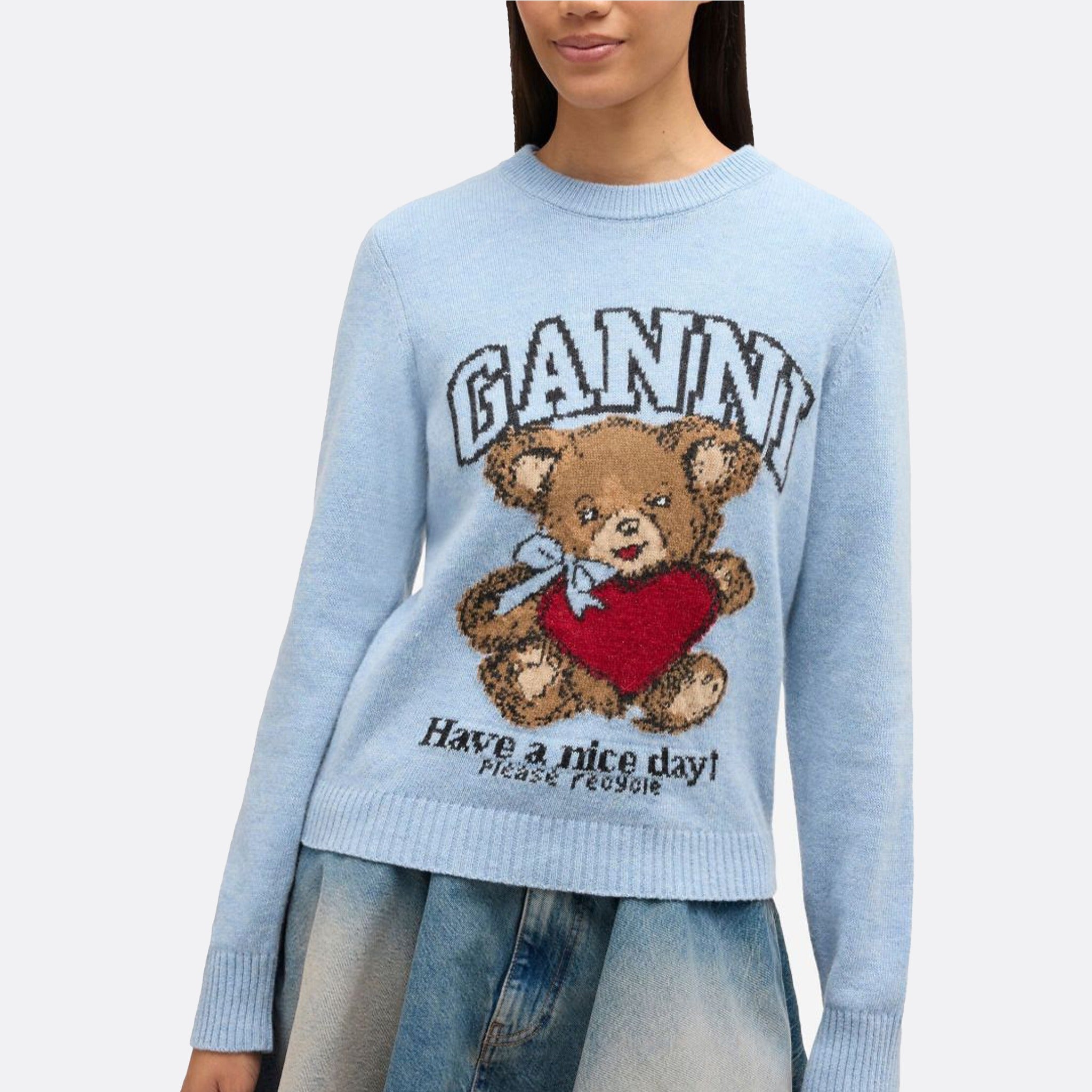 The Graphic Wool Sweater from Ganni in Blue