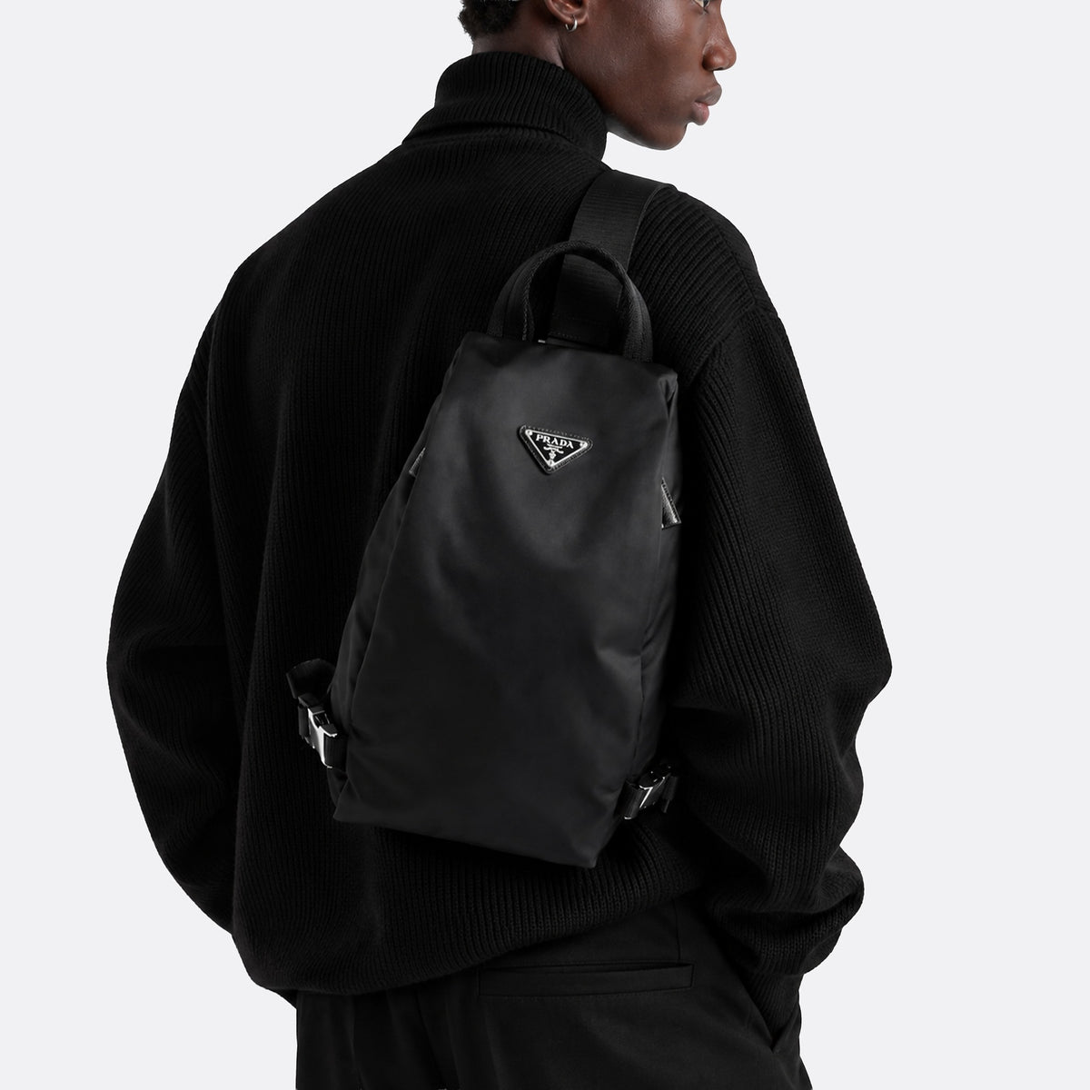 Re-Nylon and Saffiano Leather Backpack from Prad