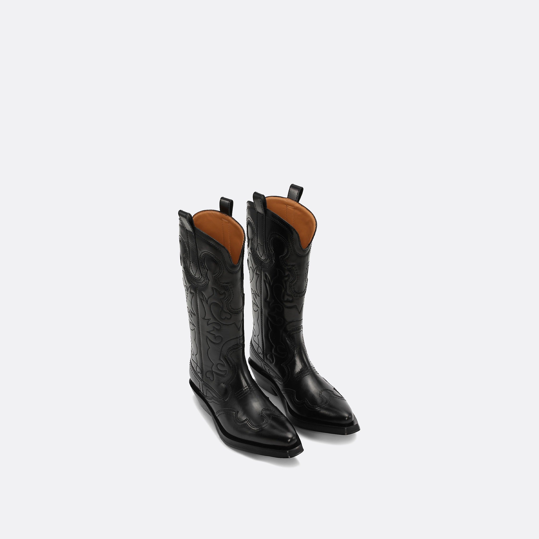 The Mid Shaft Embroidered Western Boots from Ganni in Black