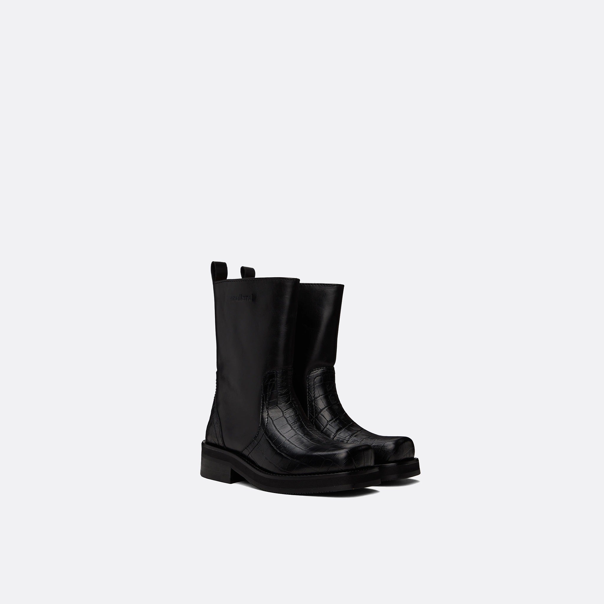 The Delaware Boots from Soulland in Croc Black
