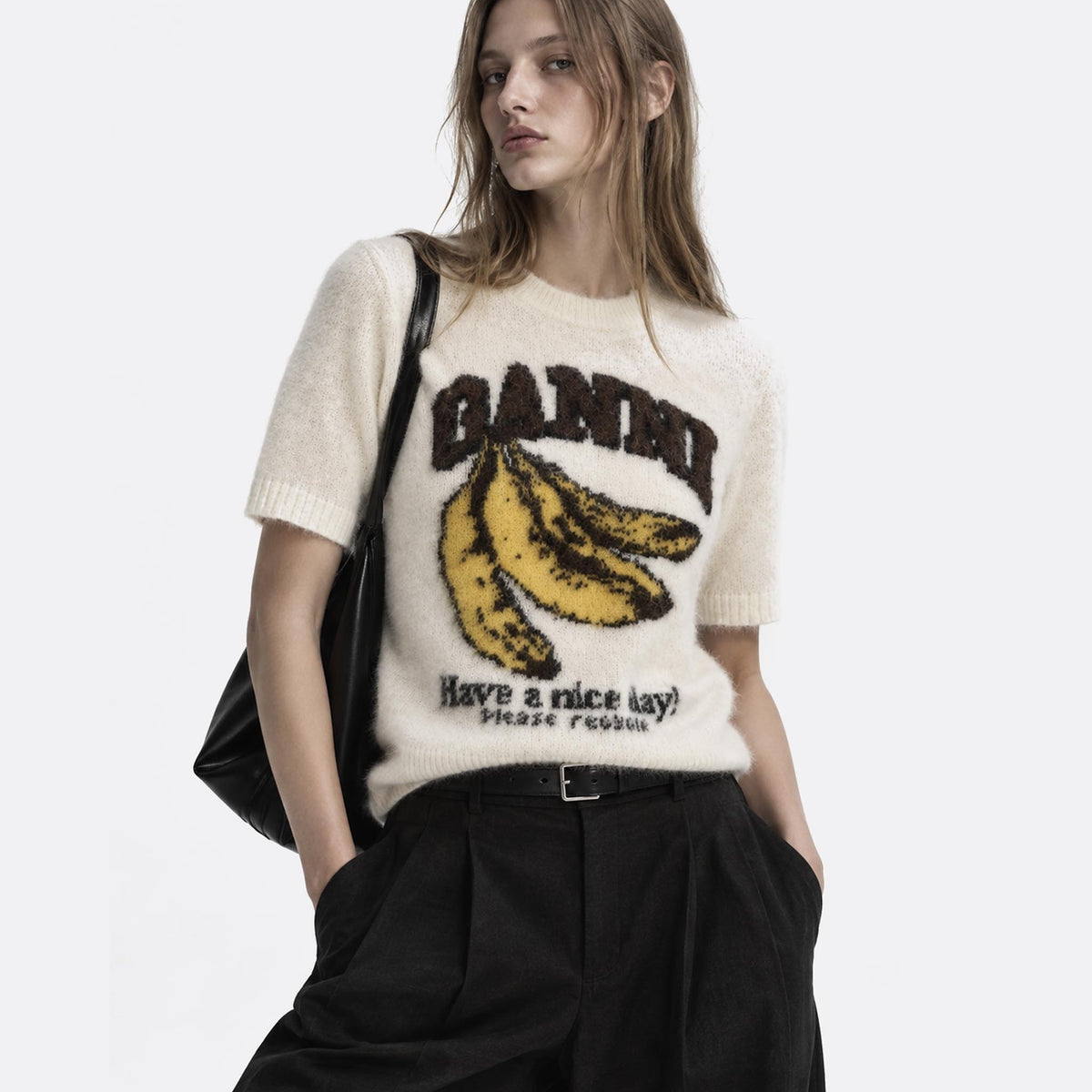 Brushed Alpaca Graphic T-Shirt from GANNI