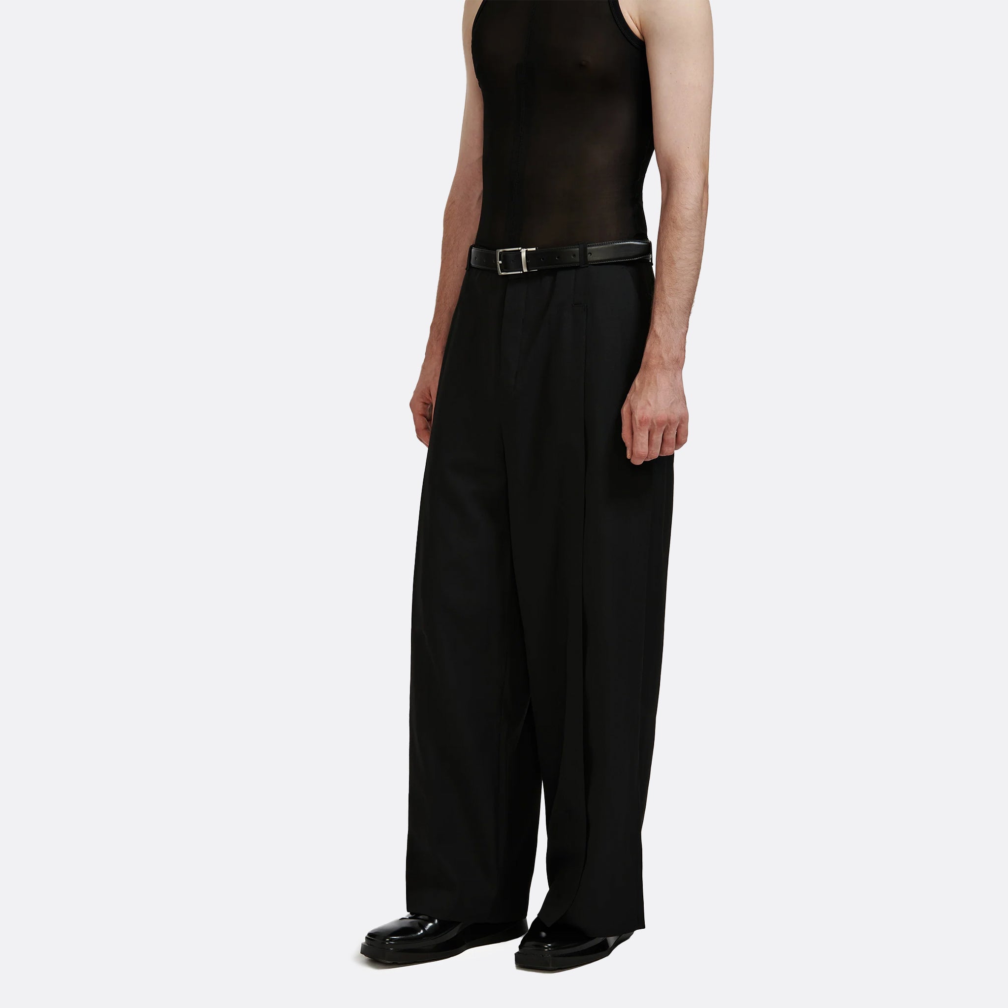 LGN Louis Gabriel Nouchi Pleated Suit Pants in Black