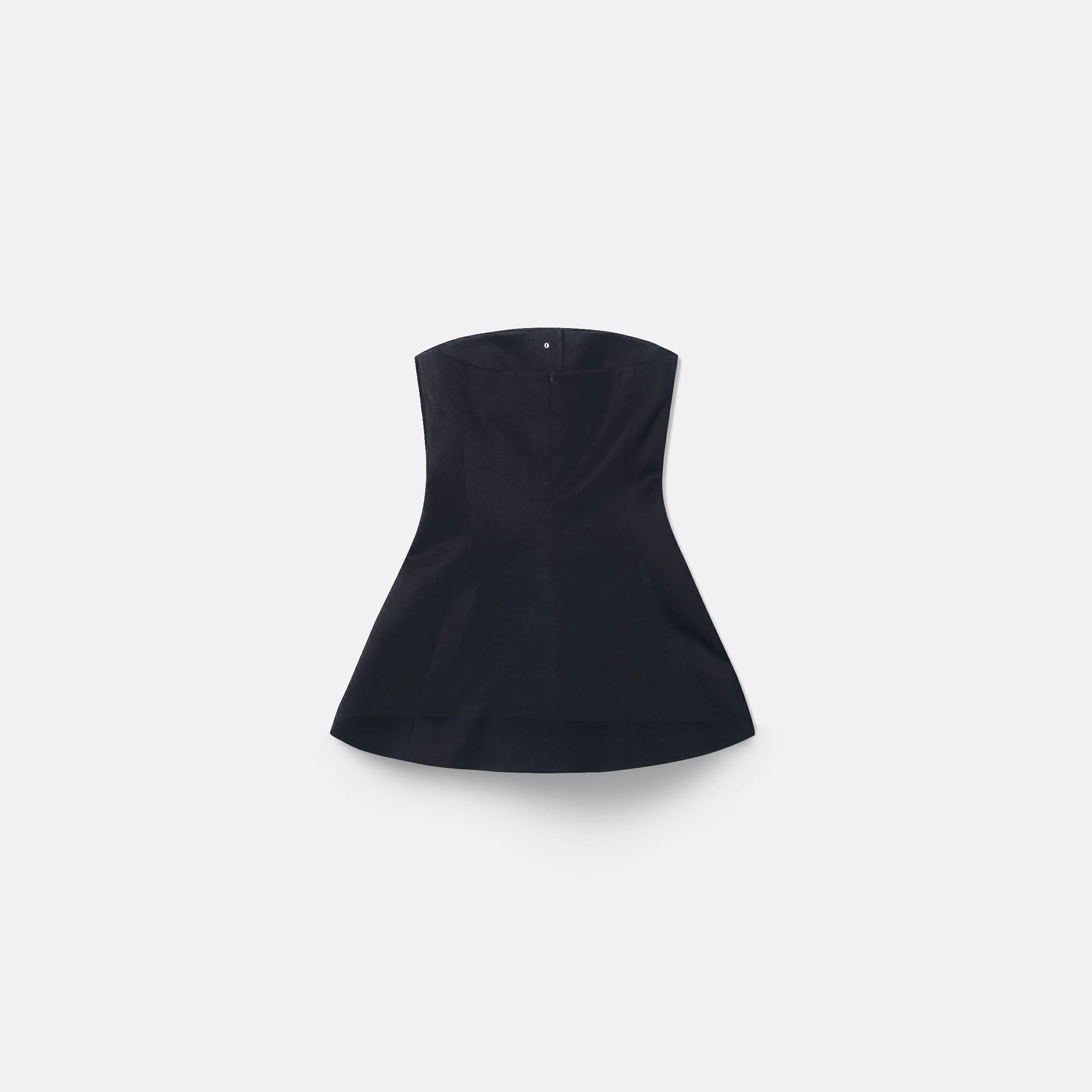 Pearl Buttons Wool Blend Bustier Mini Dress in Black