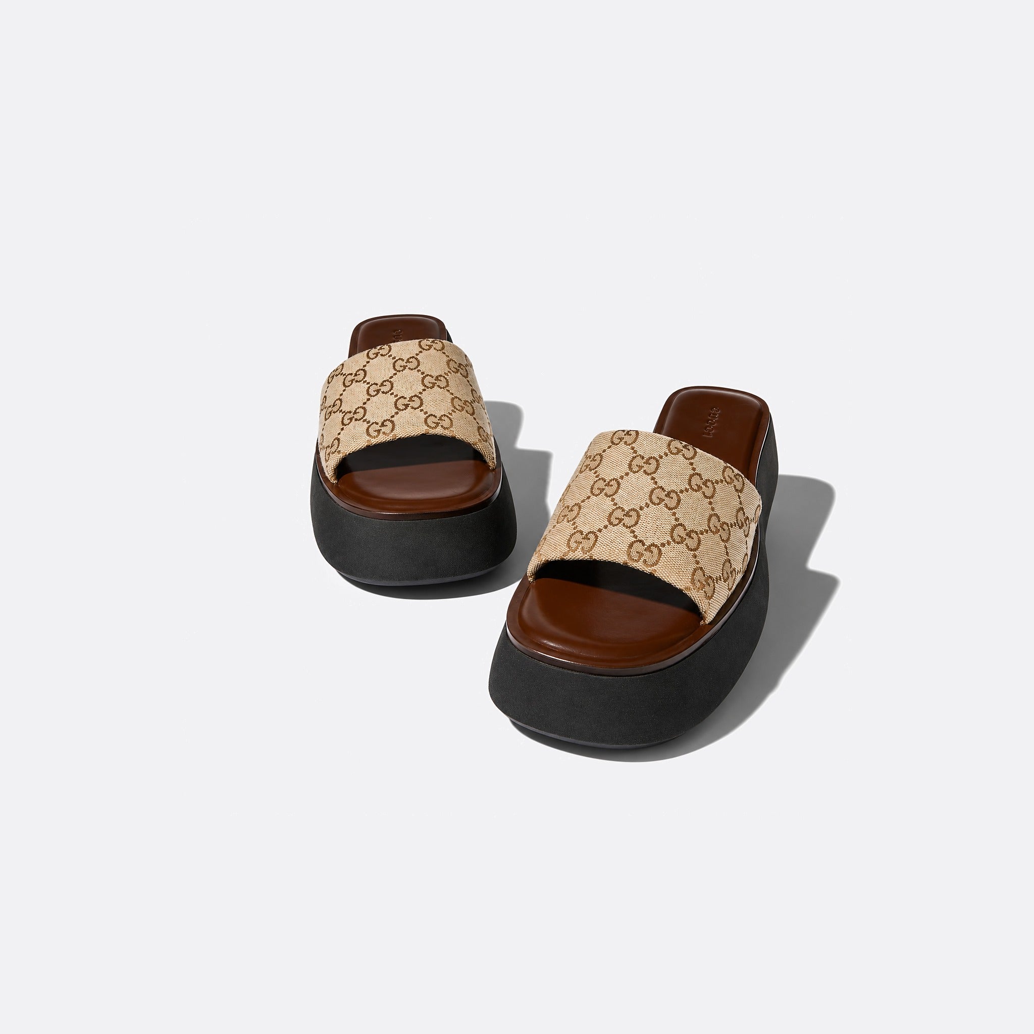 GG Canvas Flatform Slide Sandals from Gucci