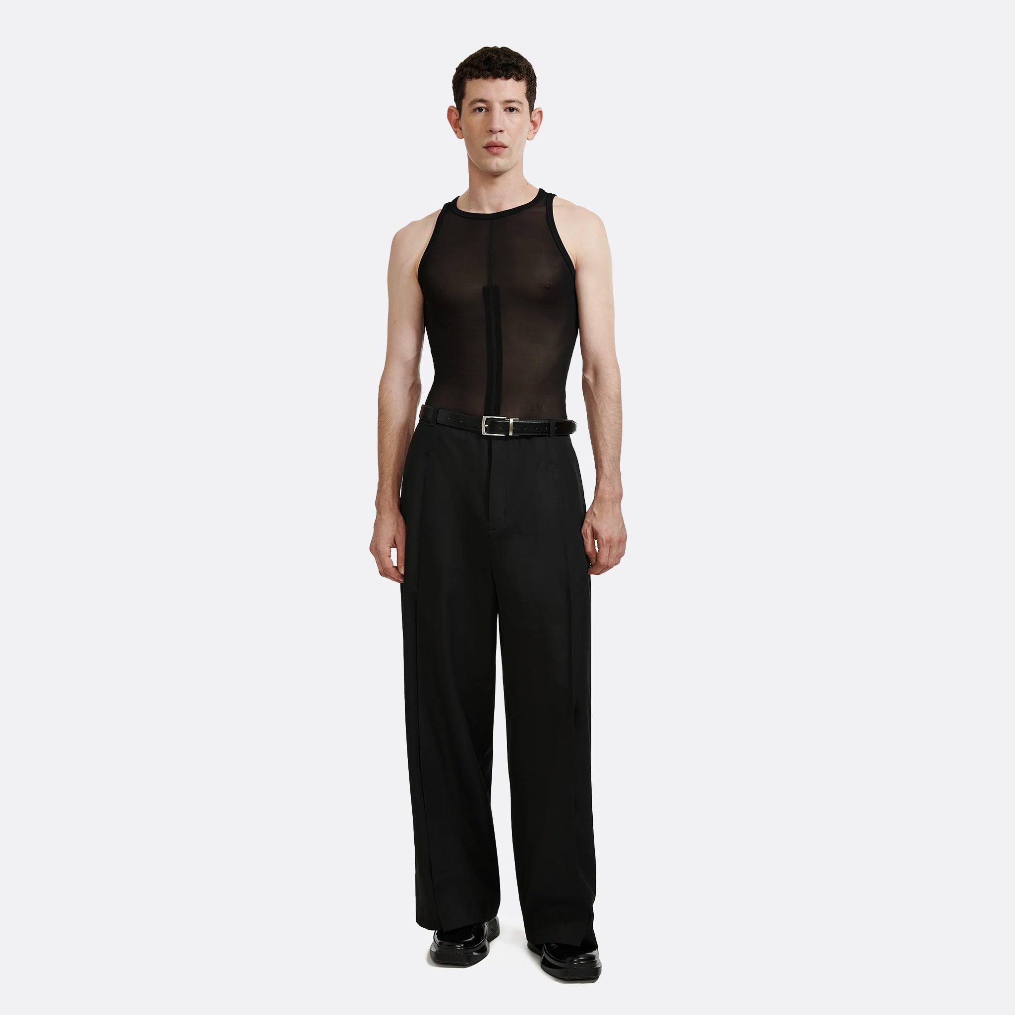LGN Louis Gabriel Nouchi Pleated Suit Pants in Black