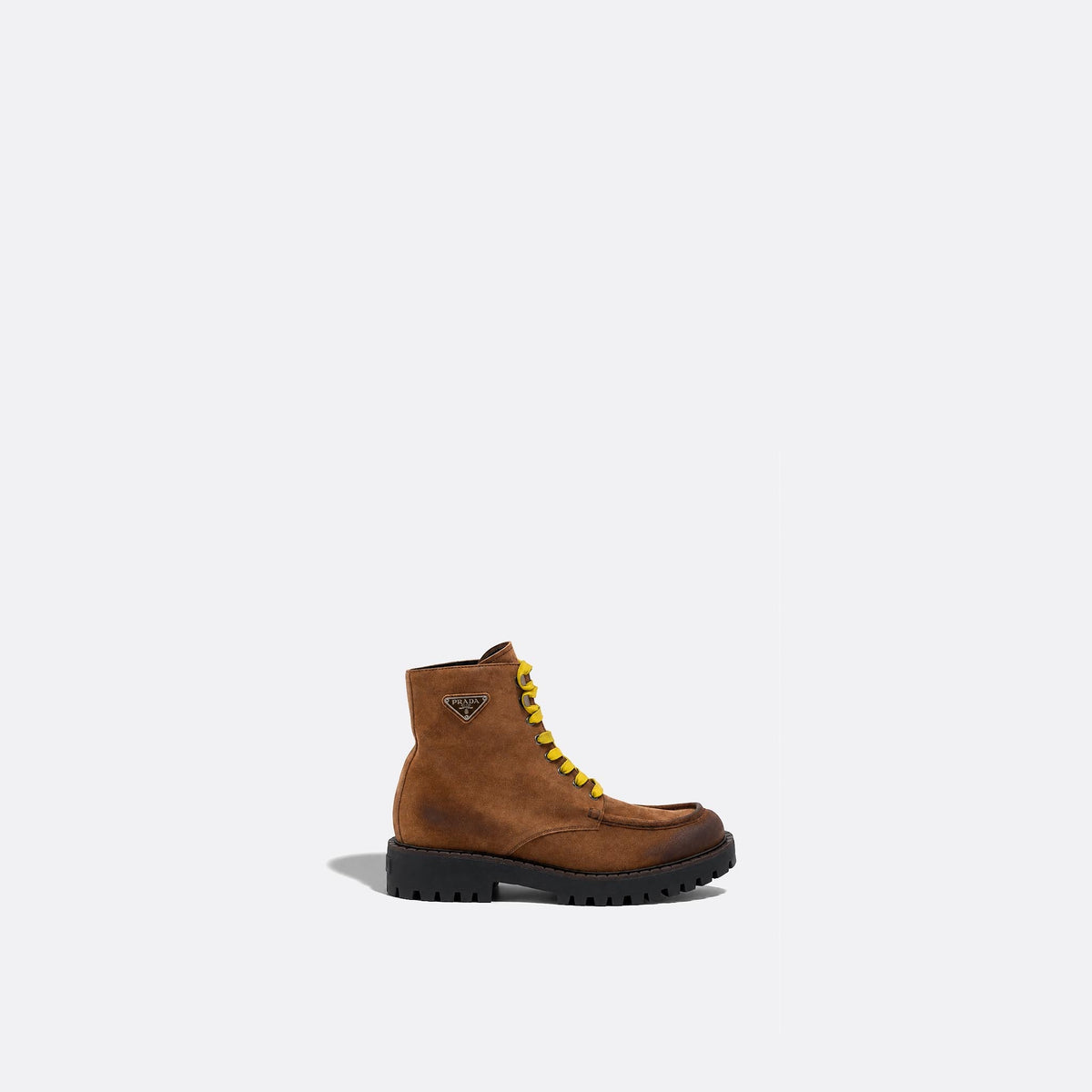 Aged Suede Lace-Up Ankle Boots from Prada