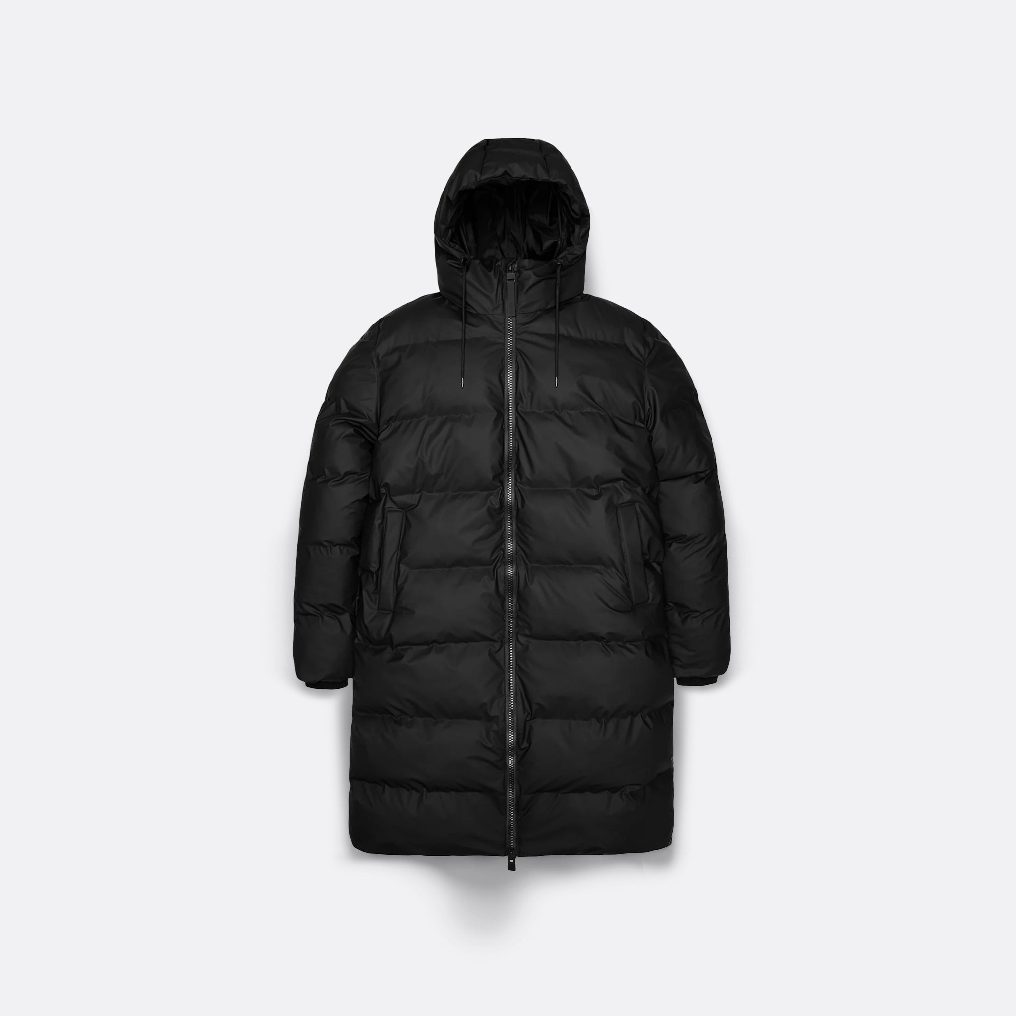 RAINS Alta Longer Puffer Jacket in Black