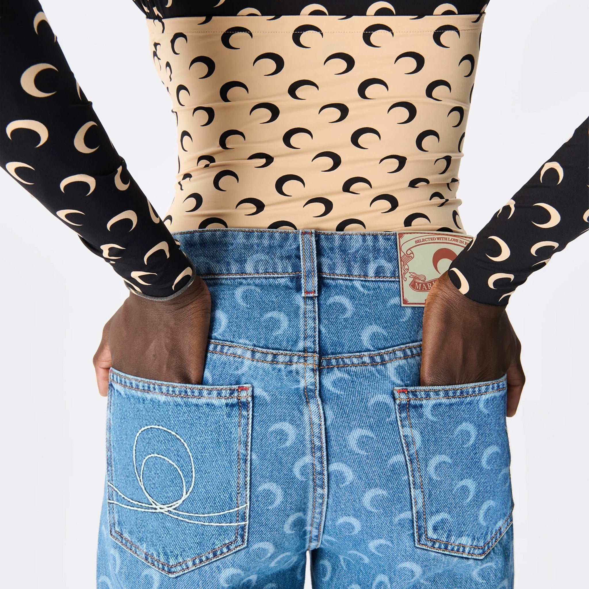 Moon Printed Jersey Second Skin Tube Top by Marine Serre