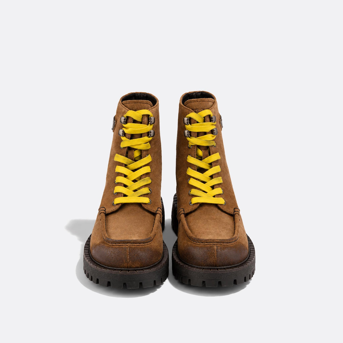 Aged Suede Lace-Up Ankle Boots from Prada
