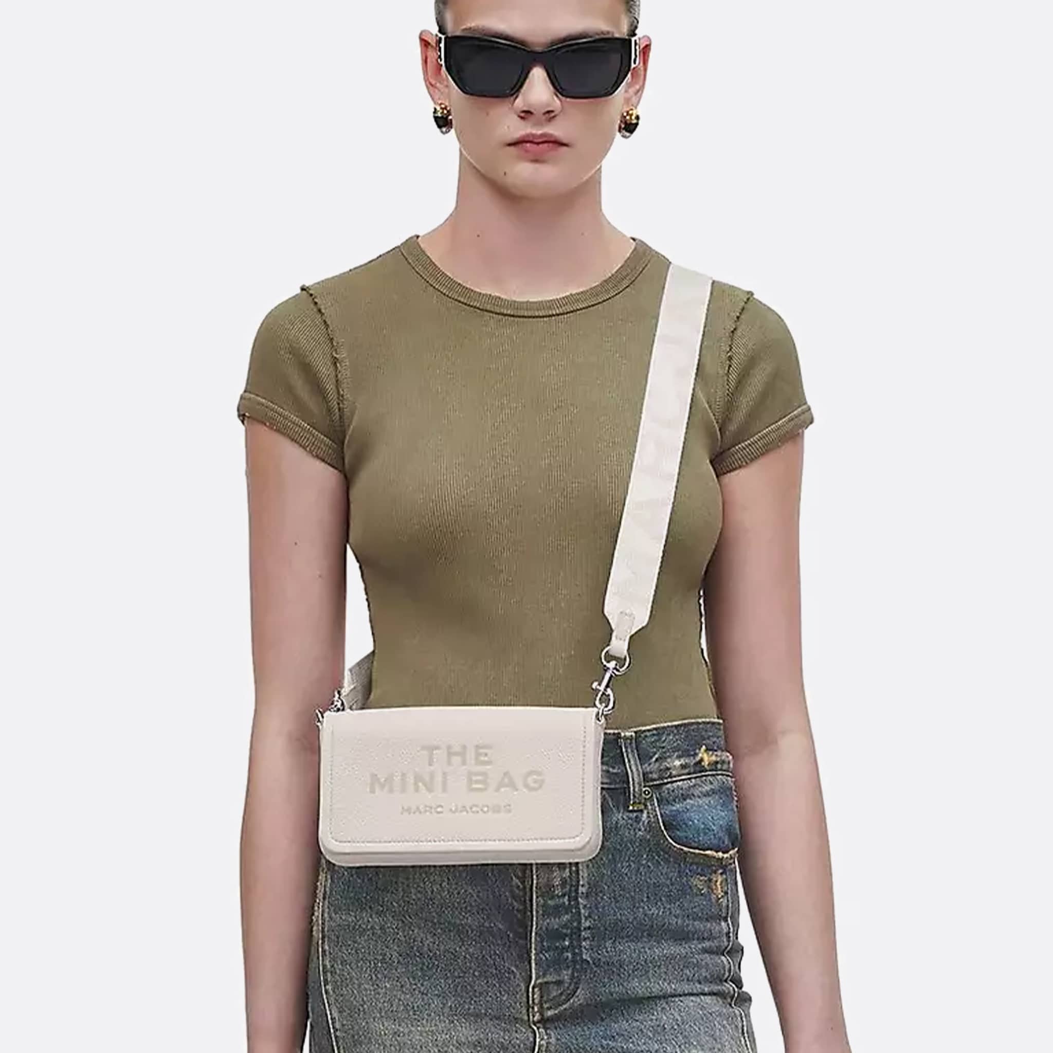 The Leather Mini Crossbody Bag from Marc Jacobs in Clean Cotton White