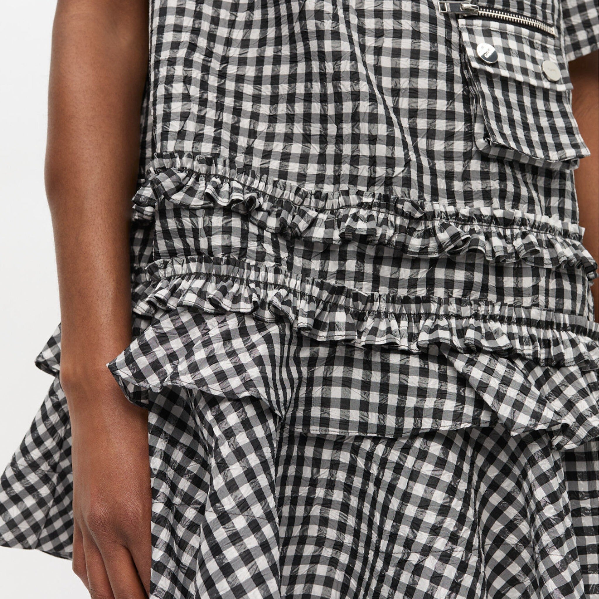 Crinkled Check Mini Dress from GANNI