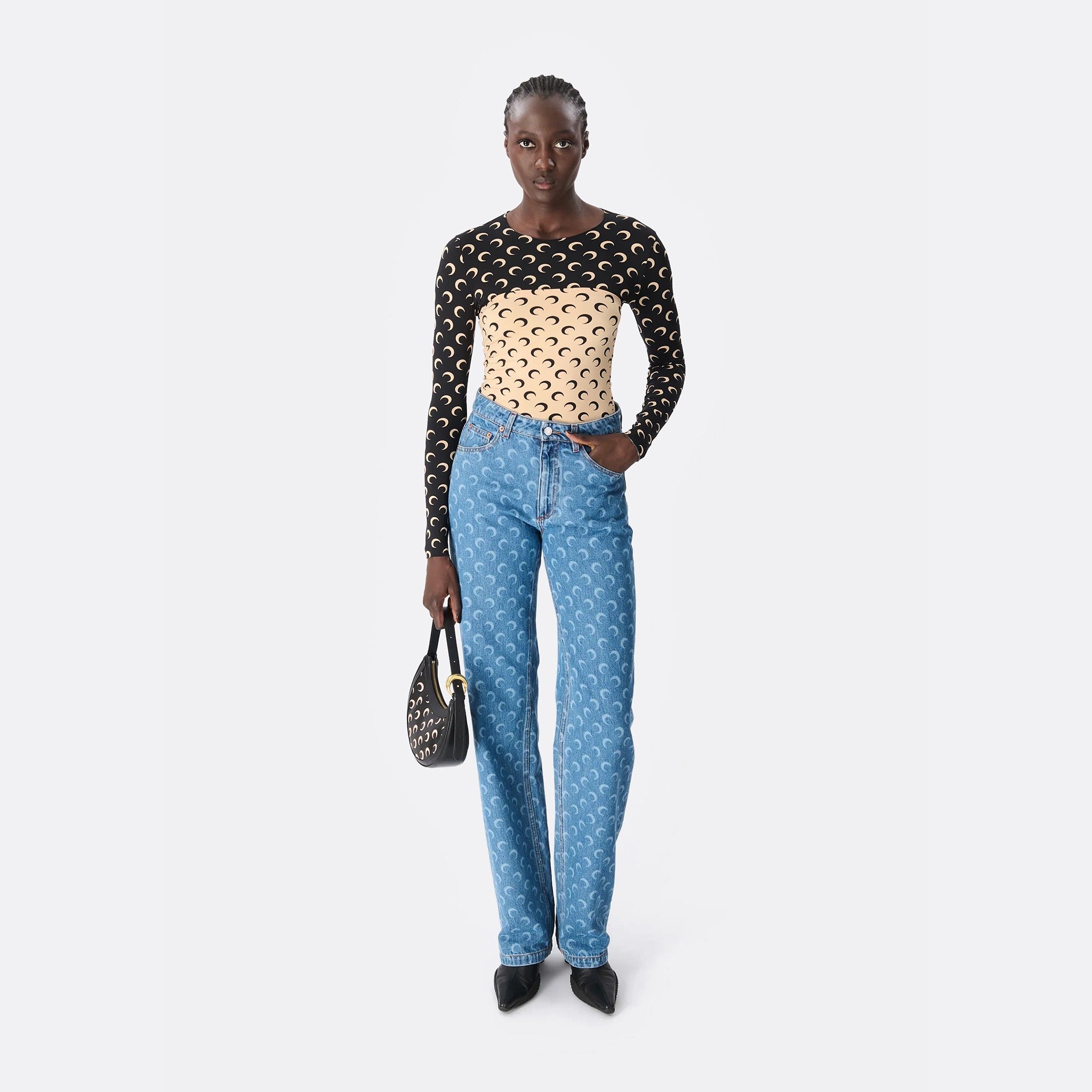 Moon Printed Jersey Second Skin Tube Top by Marine Serre