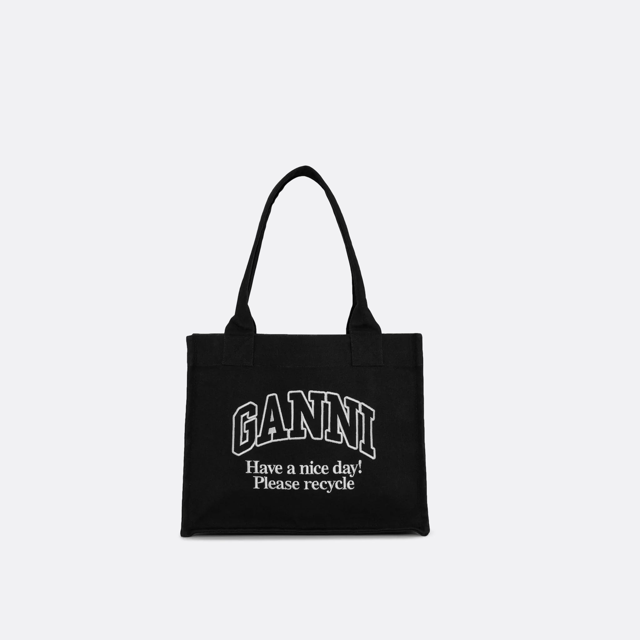 GANNI Large Easy Shopper Tote in Phantom Black