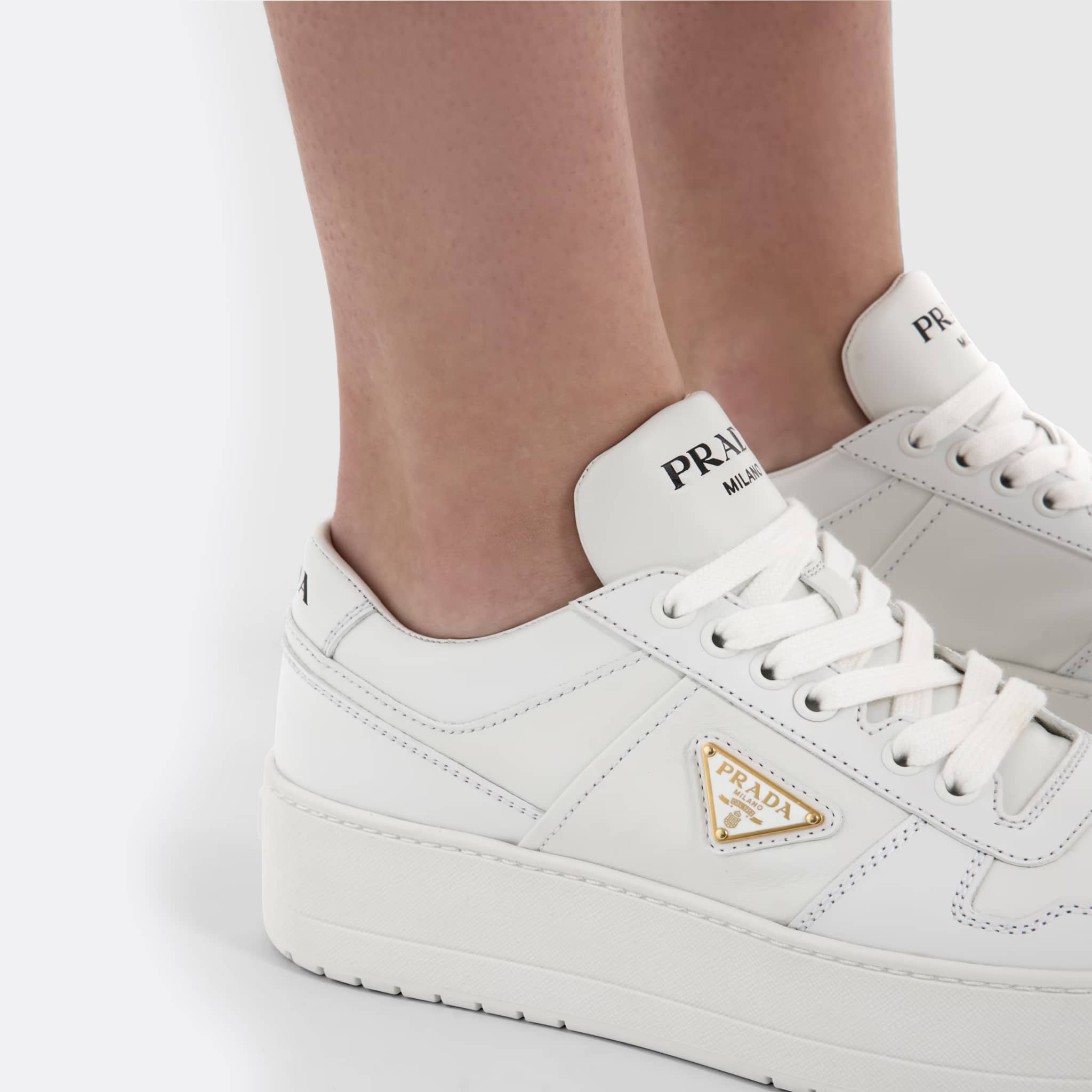 Downtown Bold Leather Sneakers from Prada