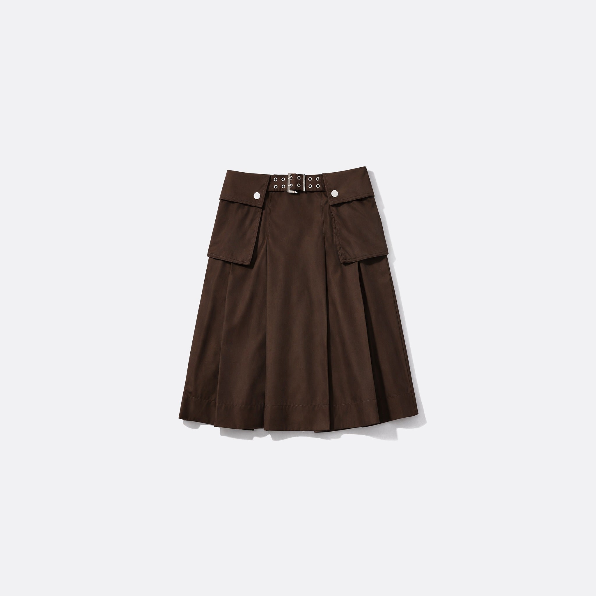 The Pleated Duchesse Nylon Skirt from Ganni in Brown