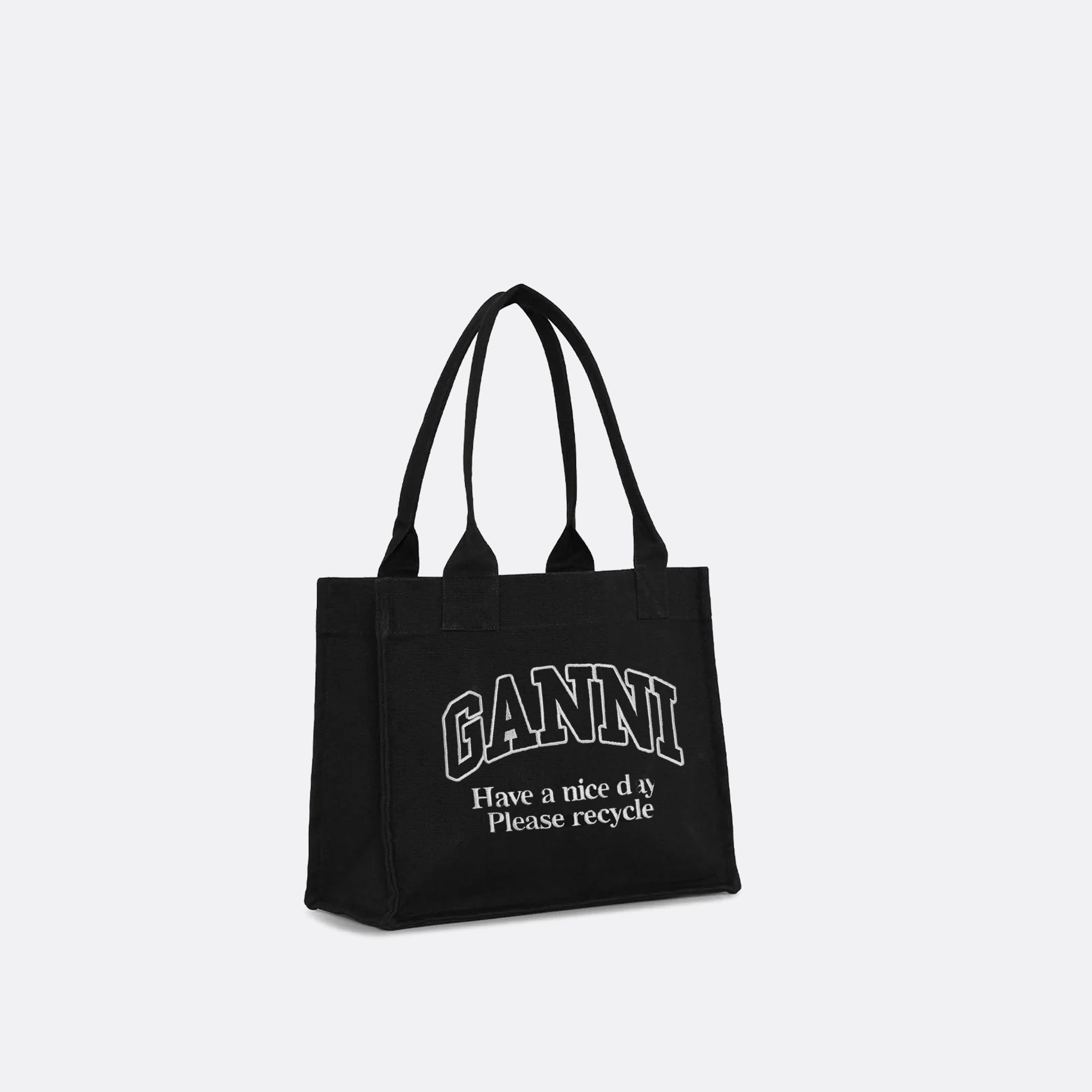 GANNI Large Easy Shopper Tote in Phantom Black