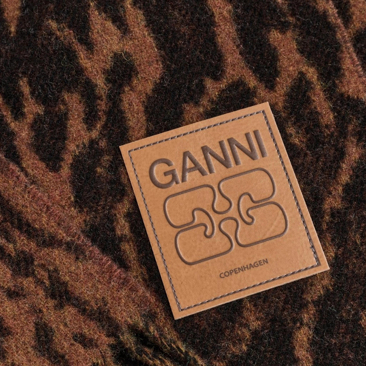 Leopard Compact Wool Scarf from GANNI