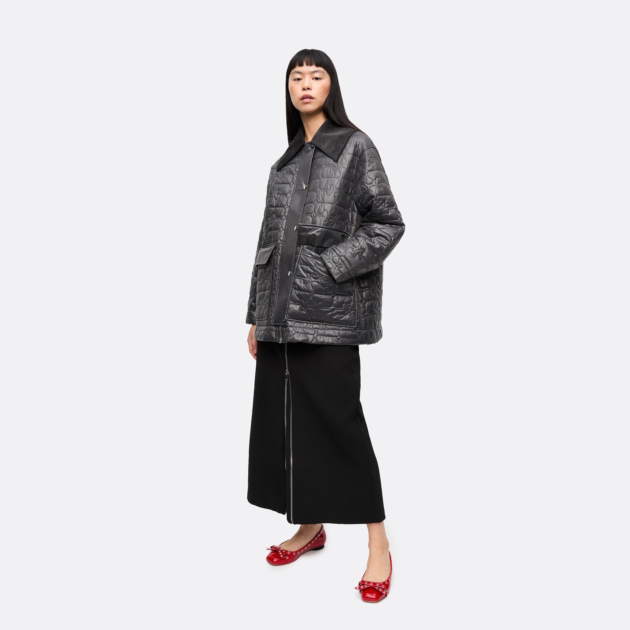 Shiny Quilt Midi Jacket from Ganni