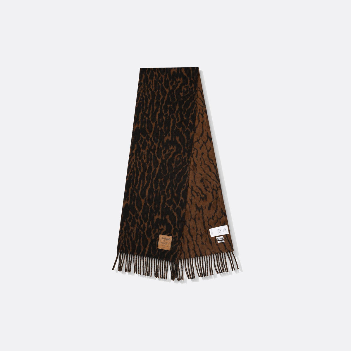 Leopard Compact Wool Scarf from GANNI