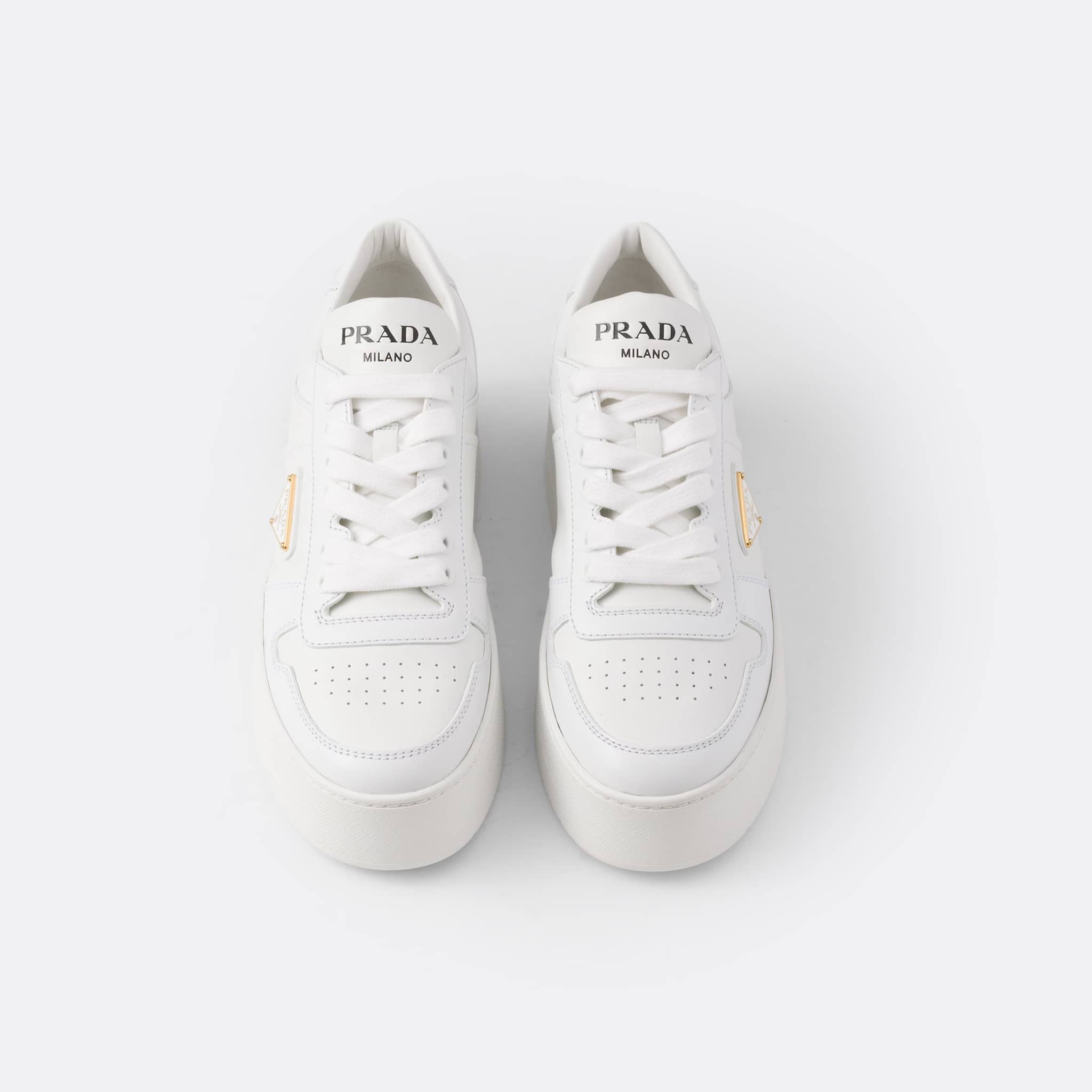 Downtown Bold Leather Sneakers from Prada