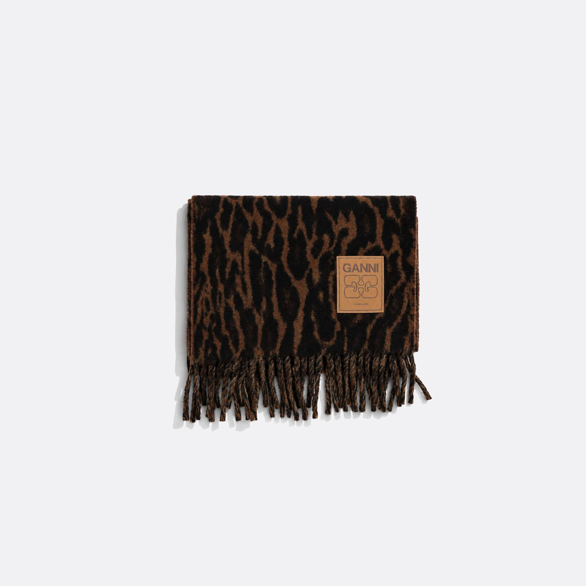Leopard Compact Wool Scarf from GANNI