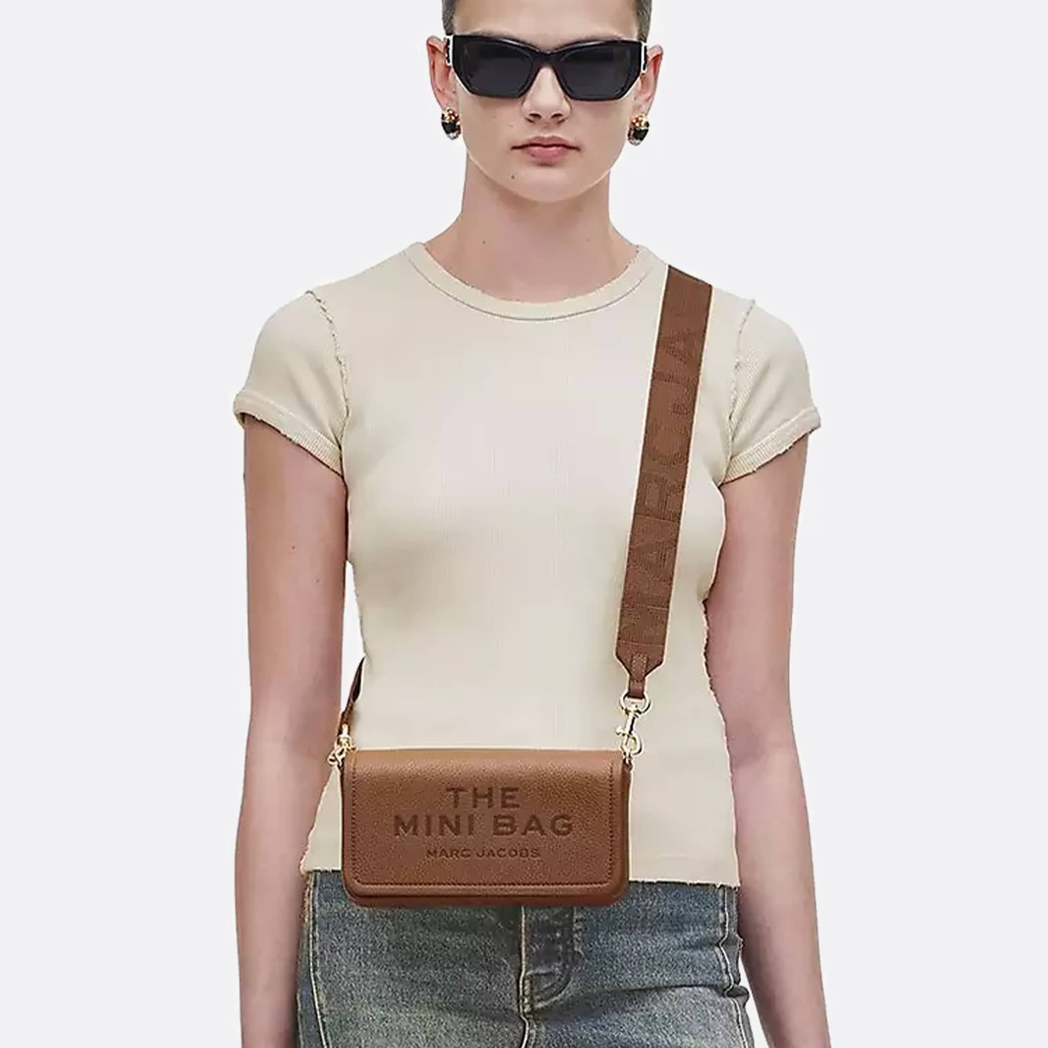 The Leather Mini Crossbody Bag from Marc Jacobs in Argan Oil