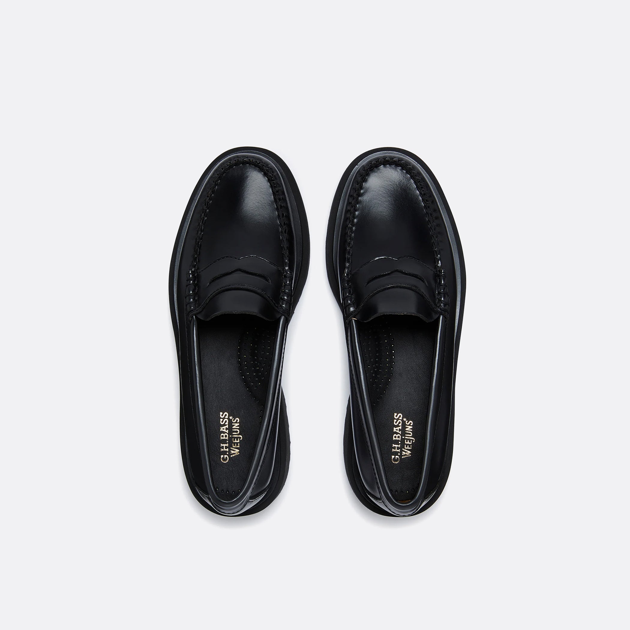 G.H Bass Weejuns Step Penny Loafers in Black Leather
