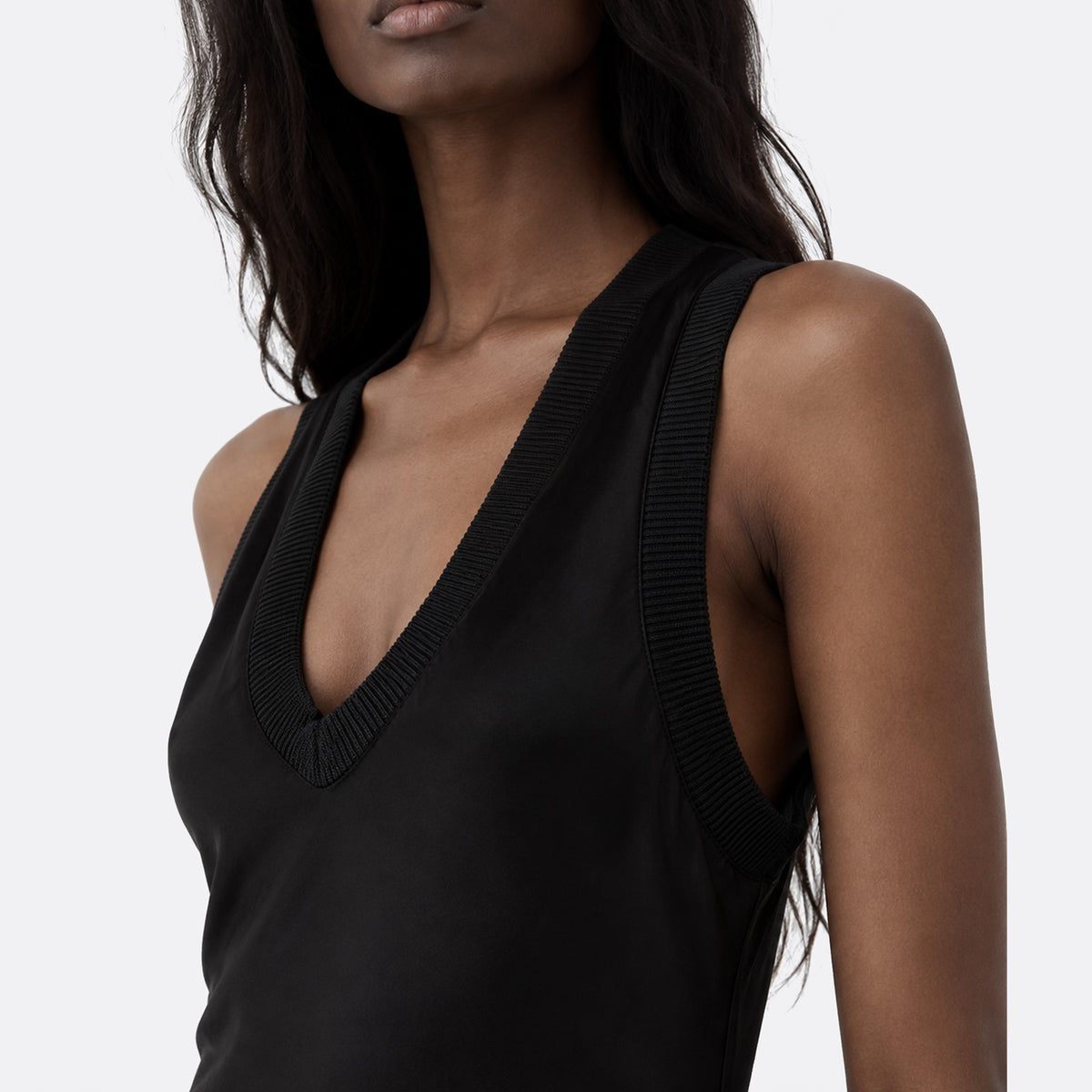 Ribbed-Knit Trimmed Satin Maxi Dress&nbsp;from AMI Paris