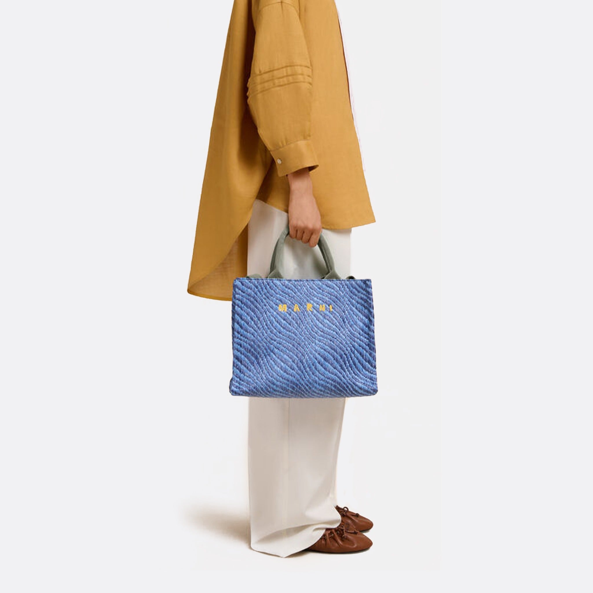 The Wavy Raffia-Effect Small Tote Bag from Marni