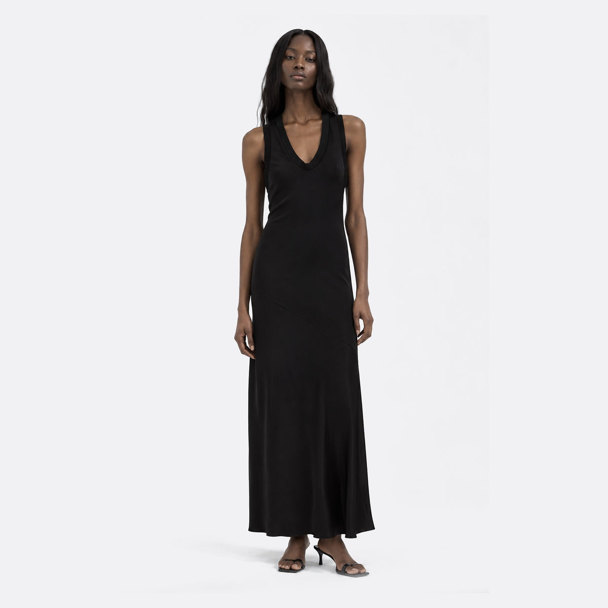 Ribbed-Knit Trimmed Satin Maxi Dress&nbsp;from AMI Paris