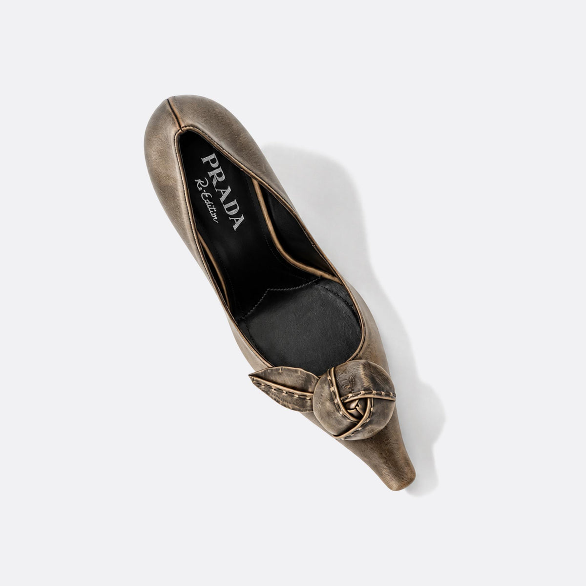 Leather Pumps with Rose Appliqué from Prada