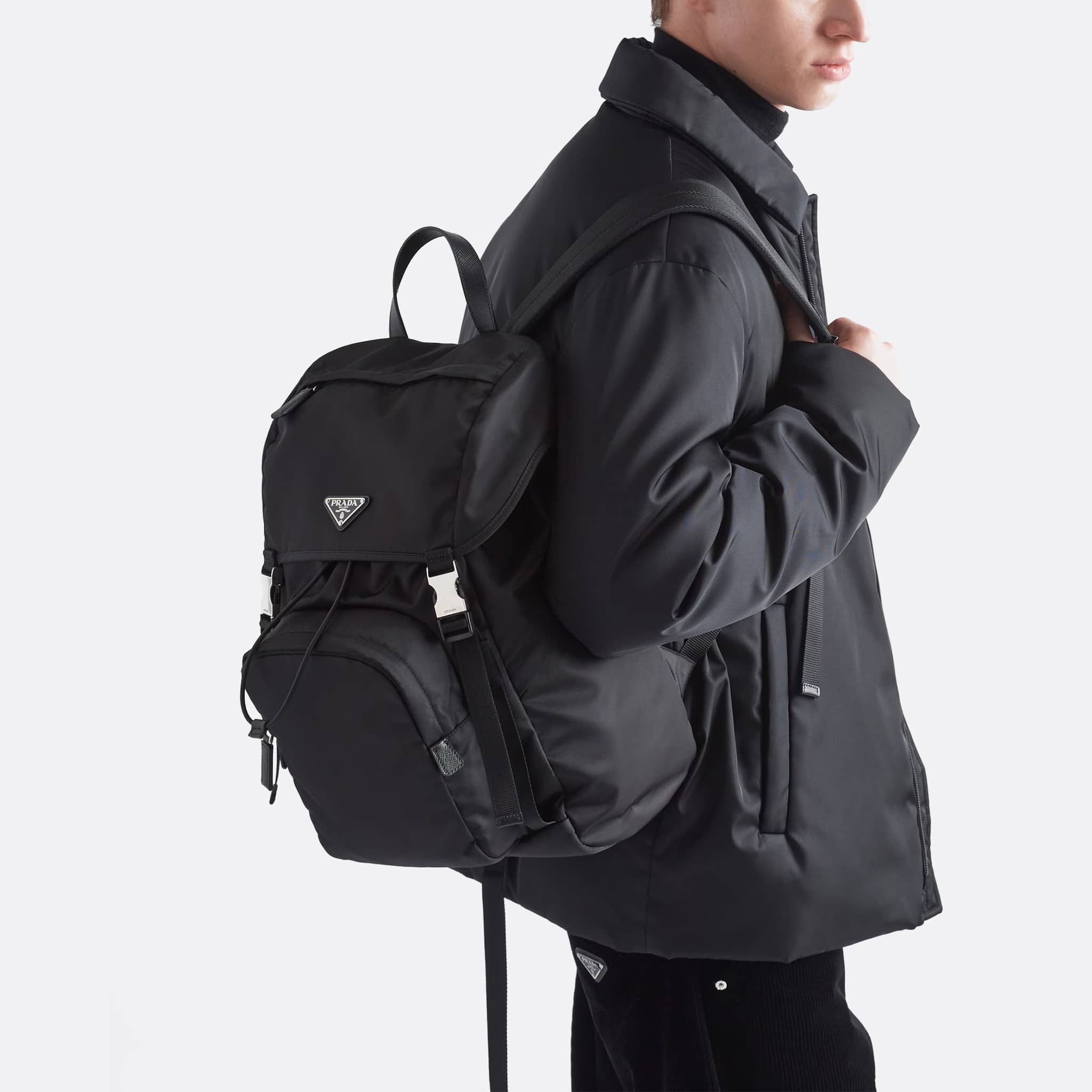 Re-Nylon and Saffiano Leather Backpack from Prada